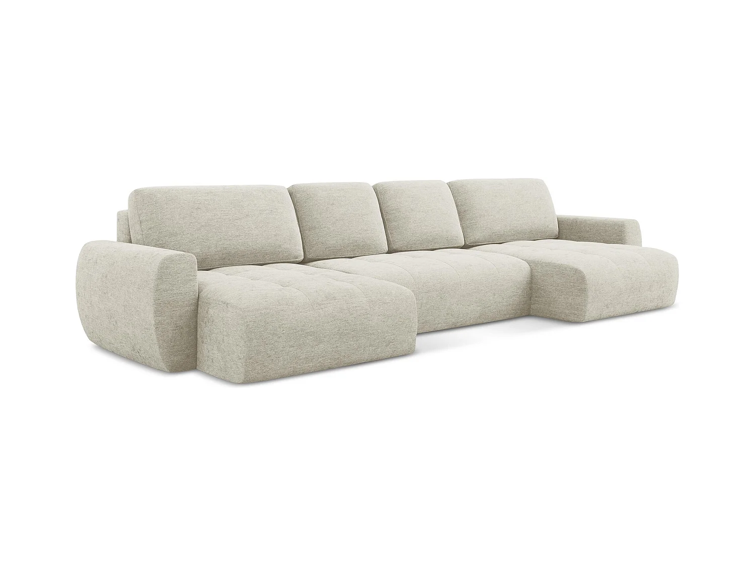 Wohnlandschaft mit Schlaffunktion - / - Strukturstoff - Perle - KIWI