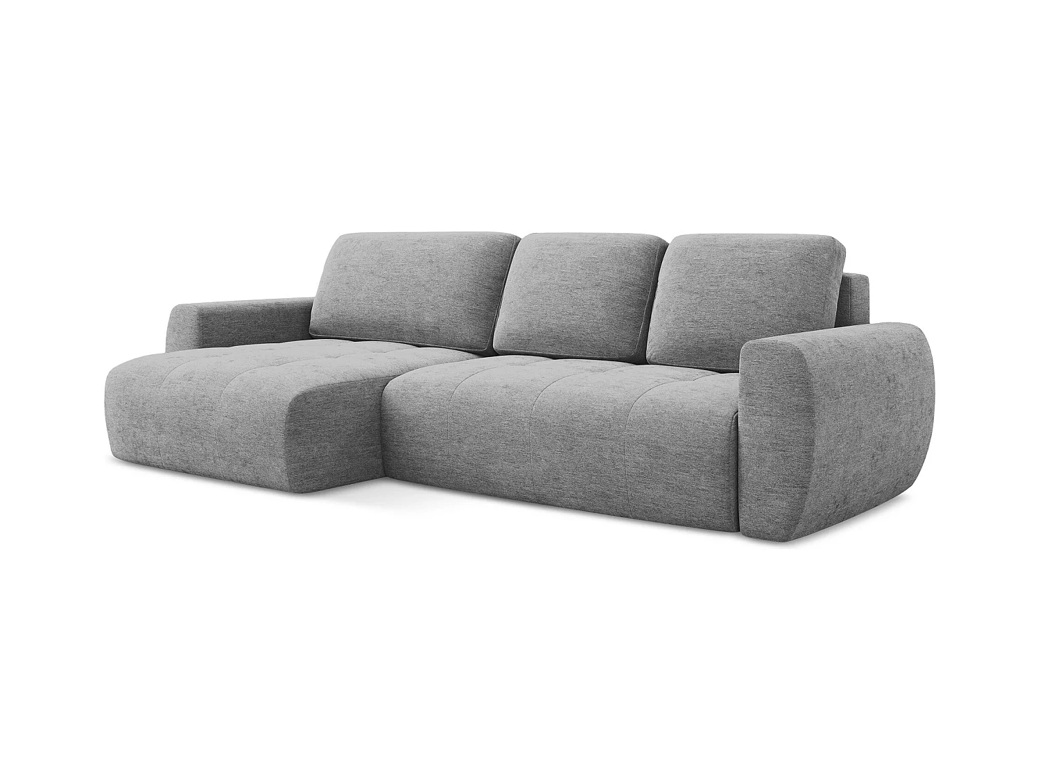 3-Sitzer Ecksofa mit Schlaffunktion - Ecke Links - Strukturstoff - Grau - KIWI