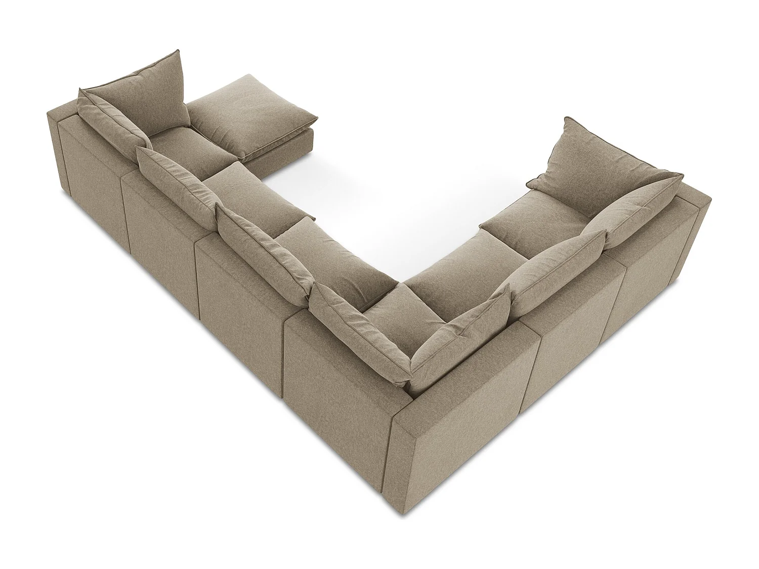 Canapé panoramique 5 places modulaire en velours - beige - MANAO