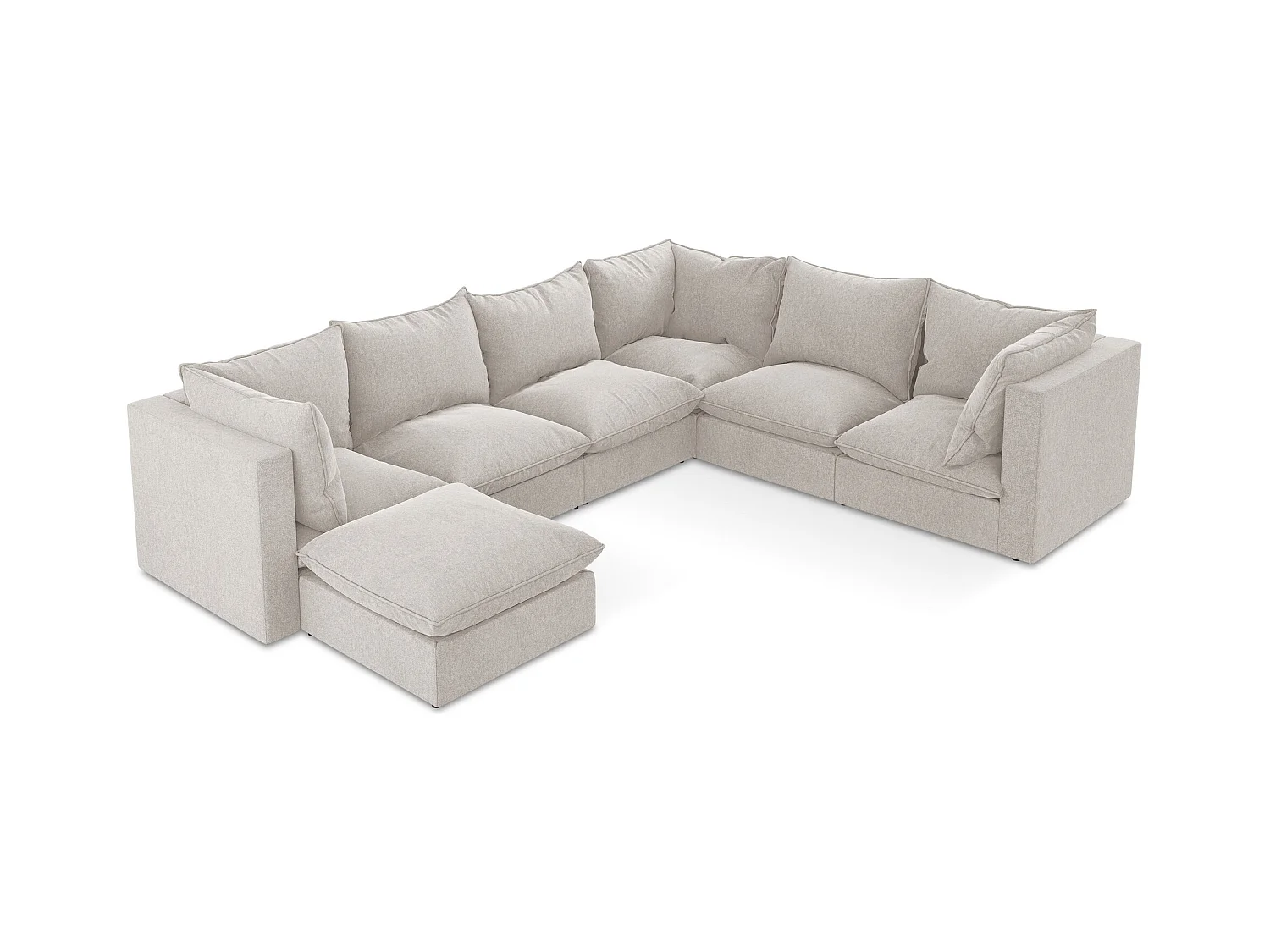 Sofa modułowa panoramiczna - z tkaniny welwetowej - jasny beż - MANAO