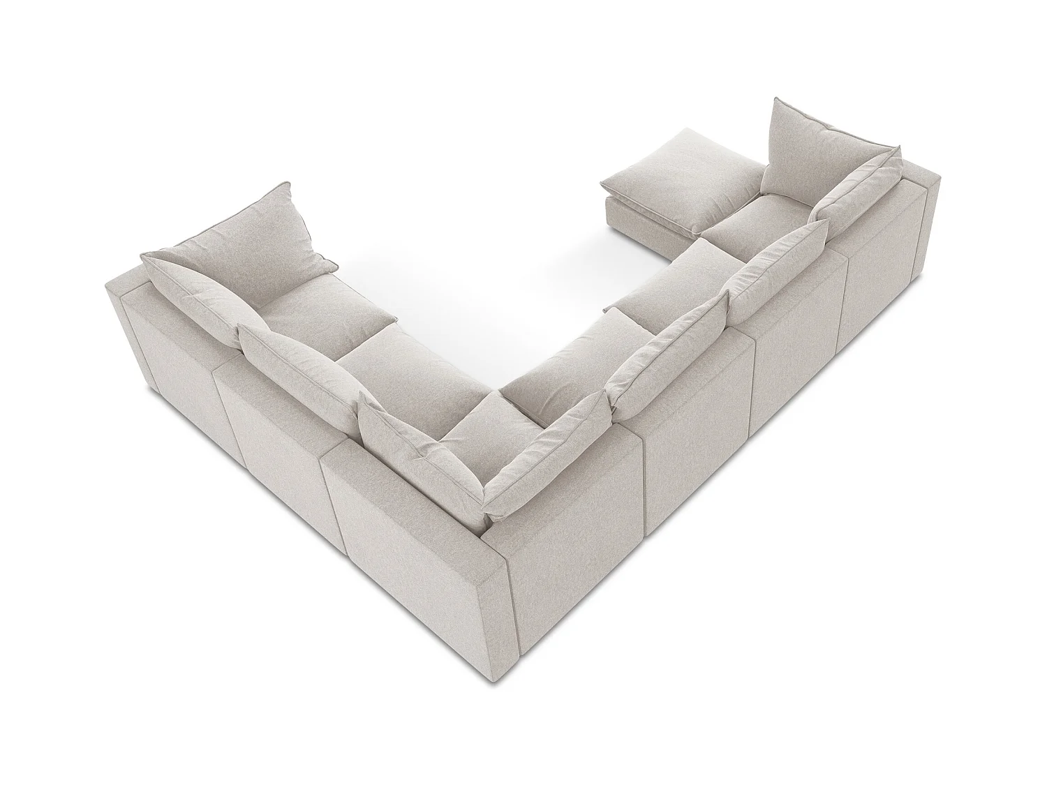 Sofa modułowa panoramiczna - z tkaniny welwetowej - jasny beż - MANAO