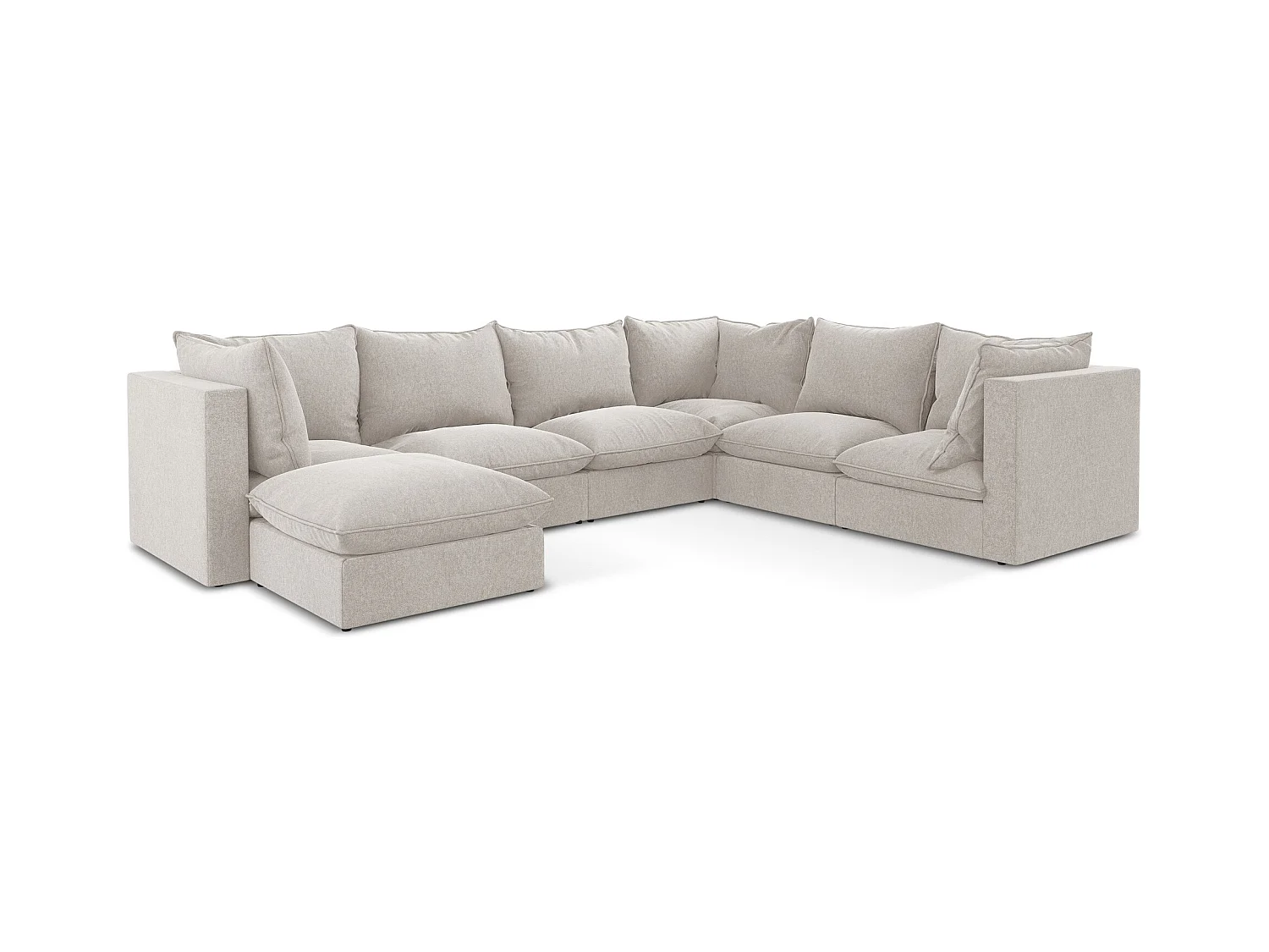 Modulares Wohnlandschaft - / - Samt - Hell beige - MANAO