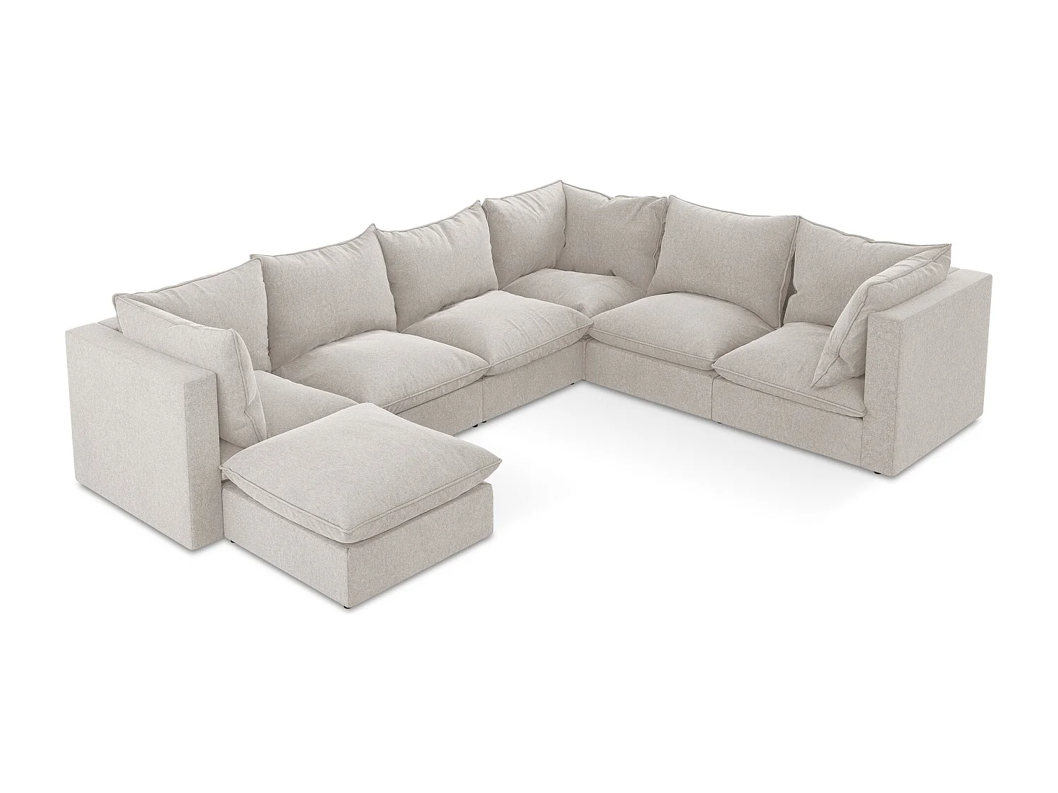 Modulaire panoramische bank van lichtbeige velours - MANAO