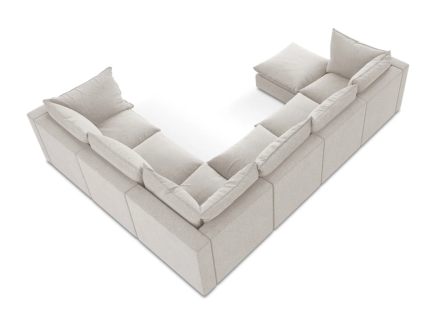 Modulaire panoramische bank van lichtbeige velours - MANAO