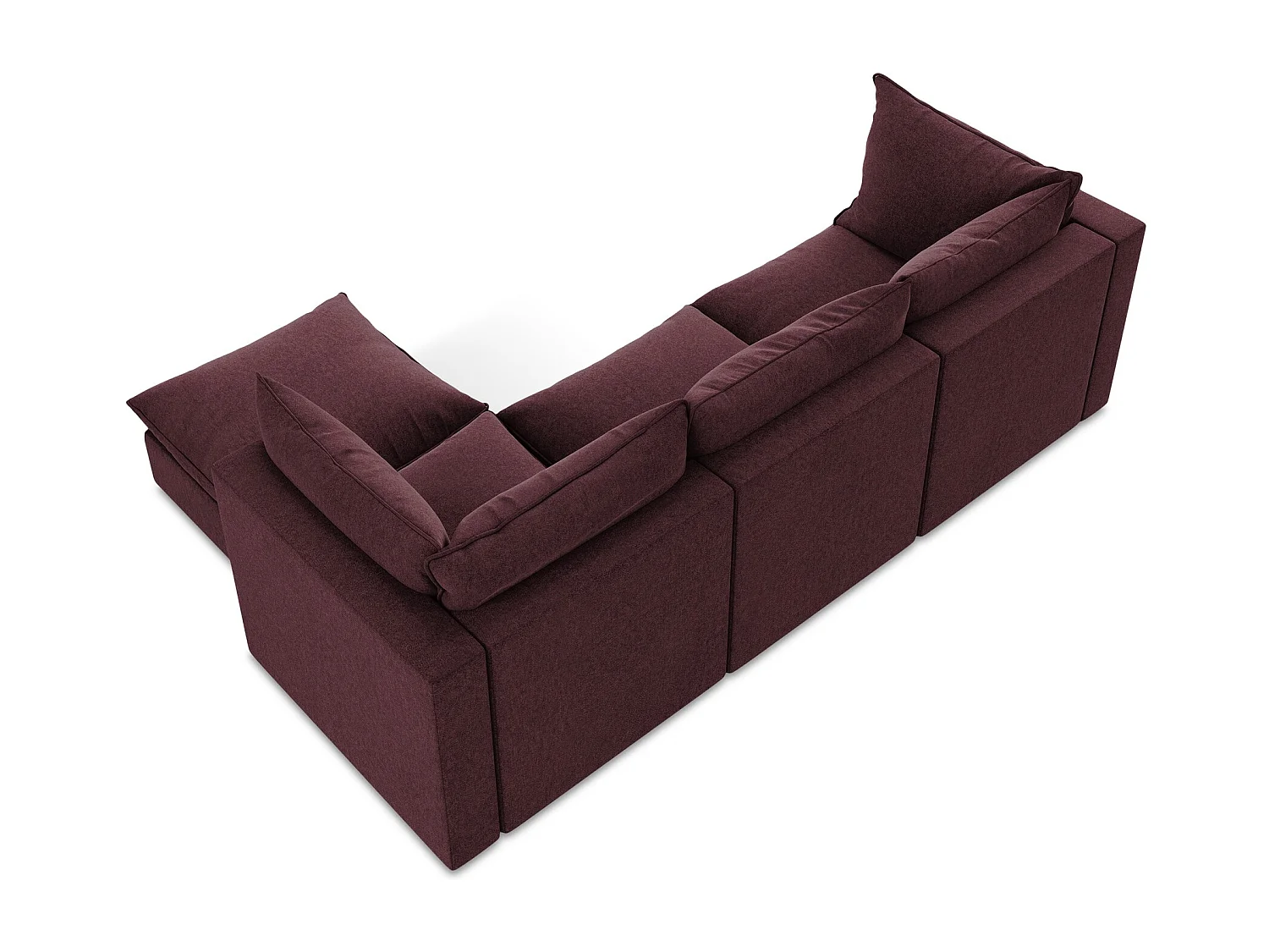 3-Sitzer Modulares Ecksofa - Ecke Rechts - Samt - Burgund - MANAO
