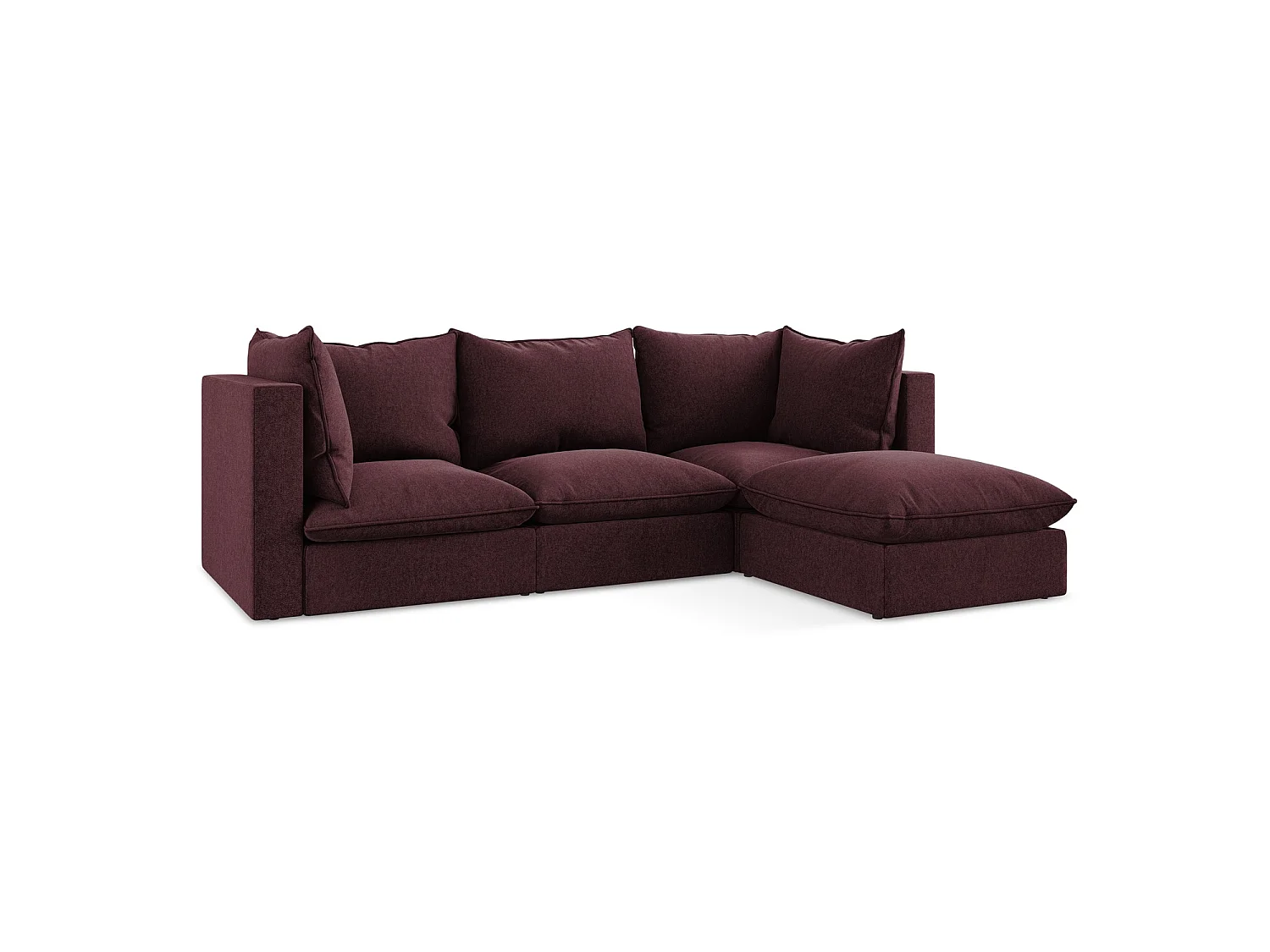 Modulaire hoekbank rechts van bourgondië velours - RAVENNA