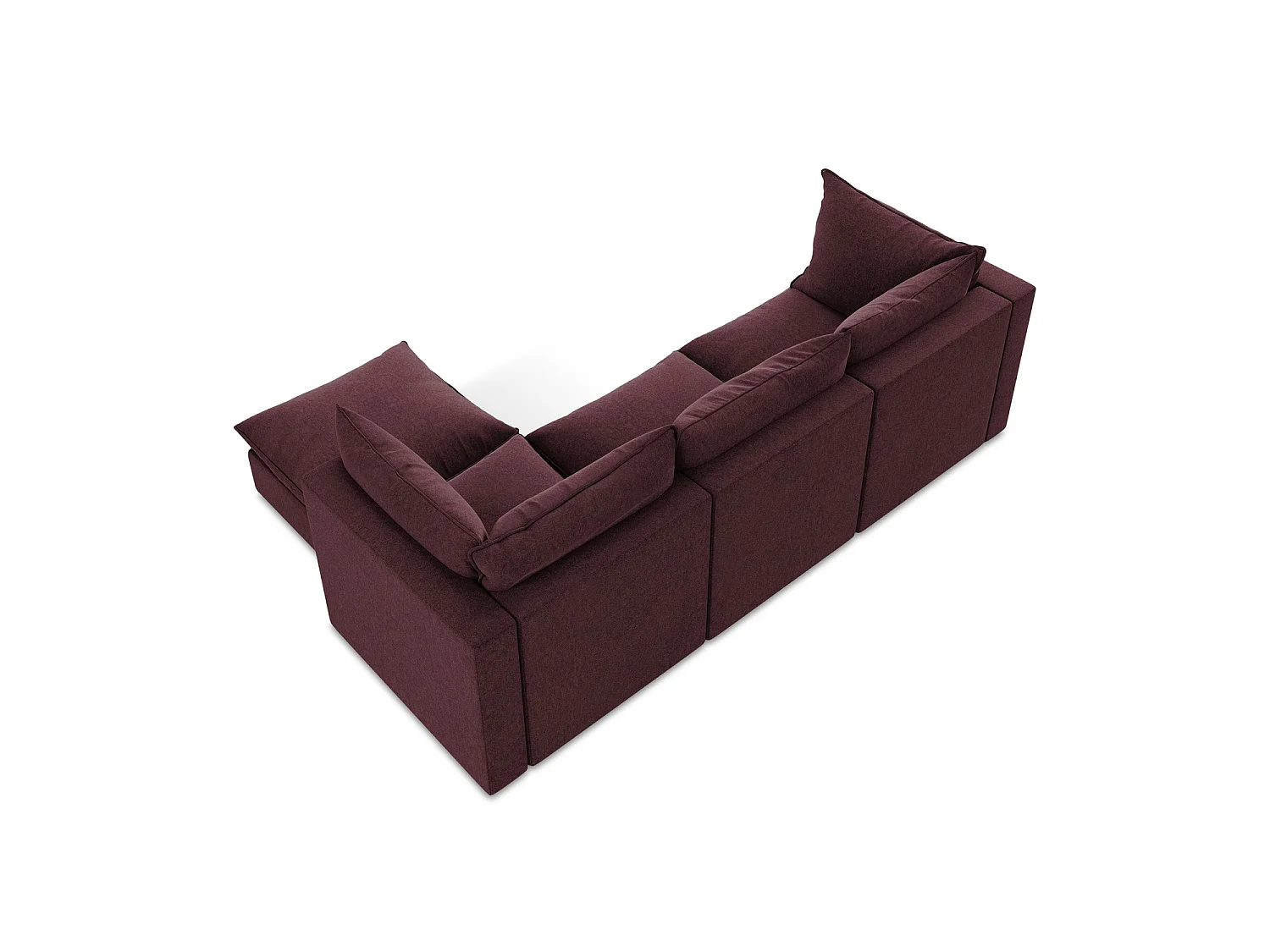 Modulaire hoekbank rechts van bourgondië velours - RAVENNA