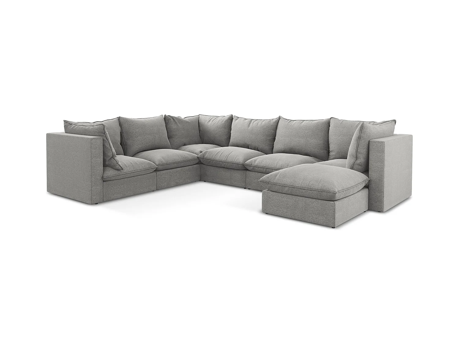Modulares Wohnlandschaft - / - Bouclé - Hellgrau - MANAO