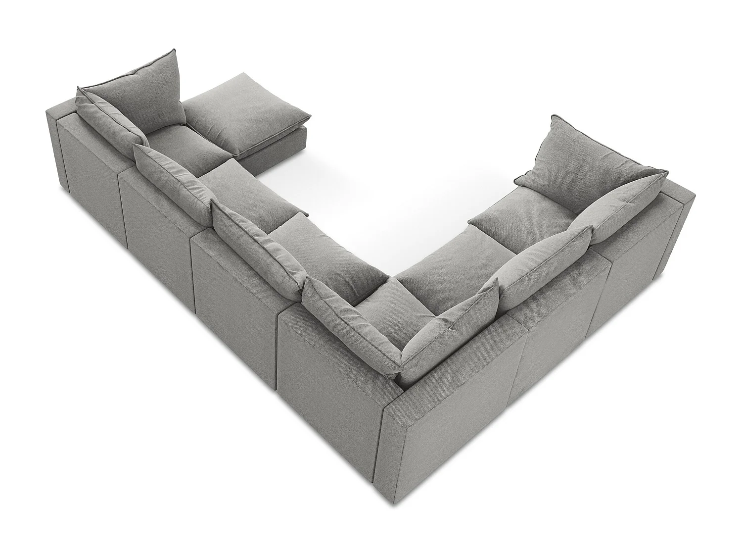 Sofa modułowa panoramiczna - z tkaniny bouclé - jasny szary - MANAO