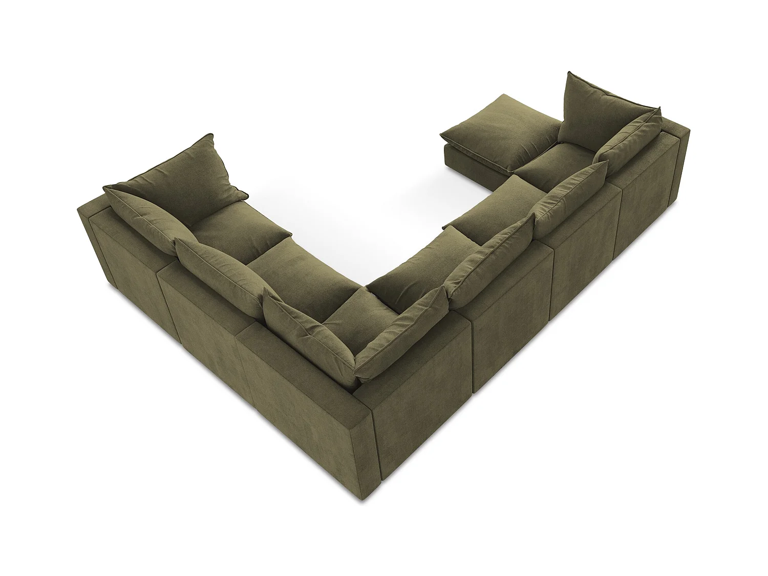 Sofa modułowa panoramiczna - z tkaniny strukturalnej - oliwkowy - MANAO