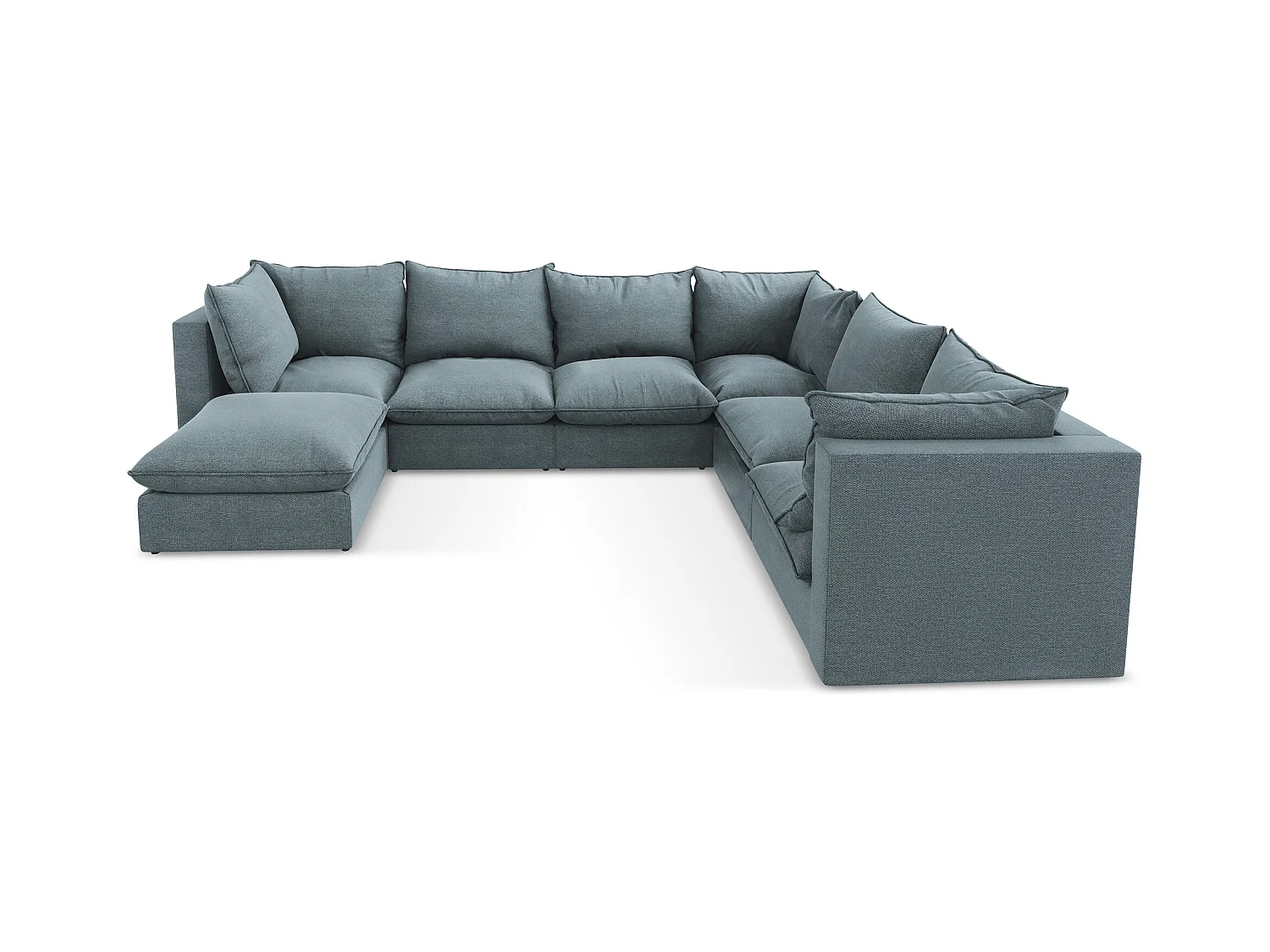 Canapé panoramique 5 places modulaire en tissu bouclette - jeans - MANAO