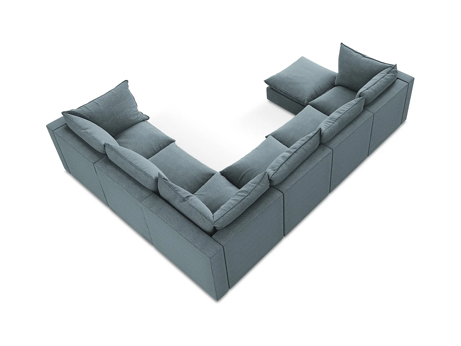 Canapé panoramique 5 places modulaire en tissu bouclette - jeans - MANAO