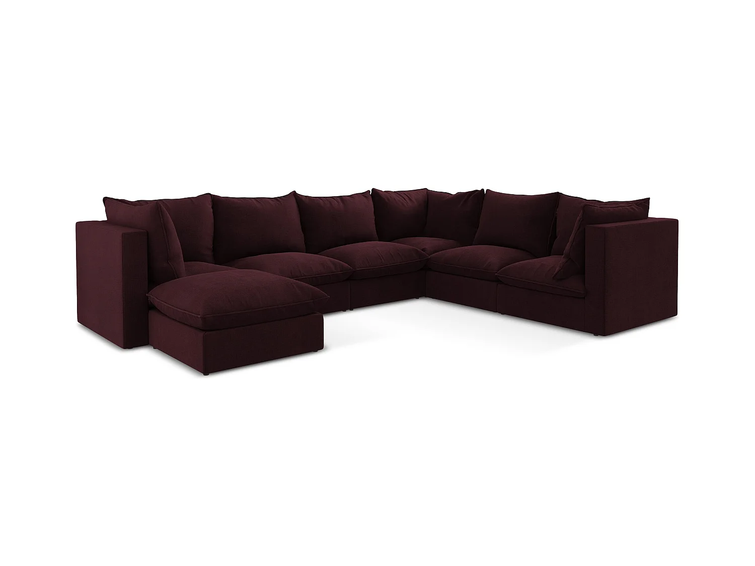 Sofa modułowa panoramiczna - z tkaniny strukturalnej - bordo - MANAO
