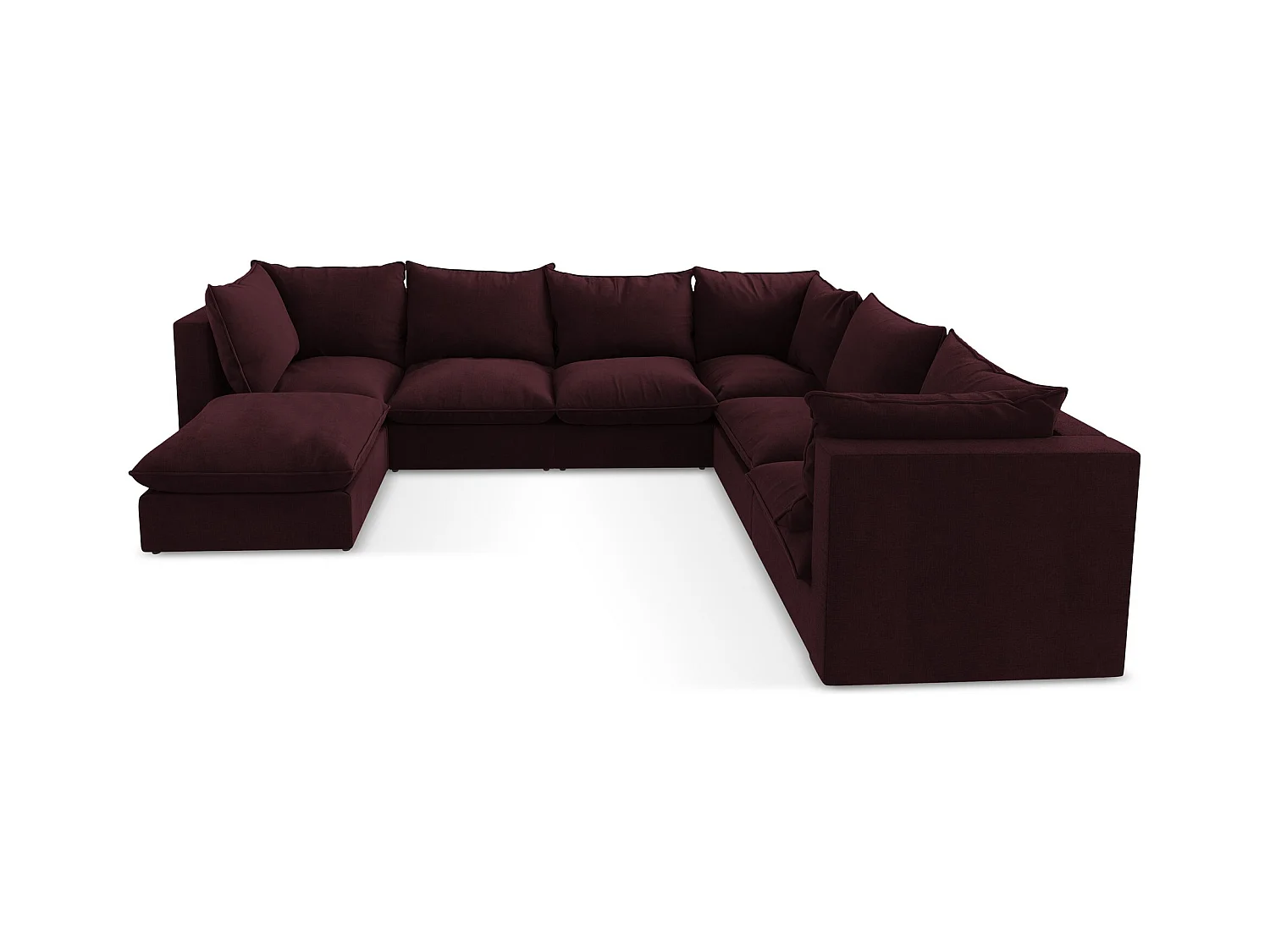 Sofa modułowa panoramiczna - z tkaniny strukturalnej - bordo - MANAO