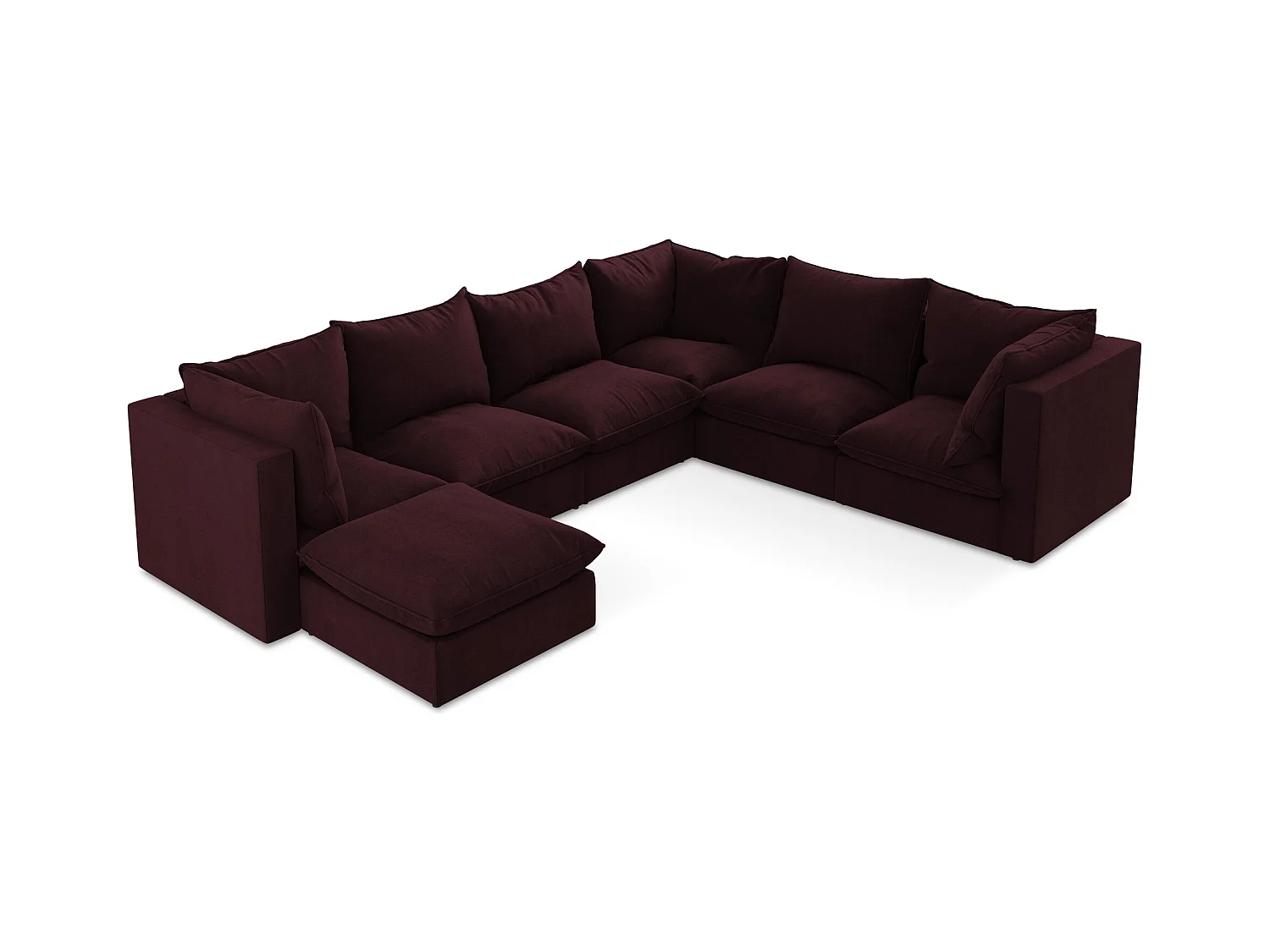 Sofa modułowa panoramiczna - z tkaniny strukturalnej - bordo - MANAO