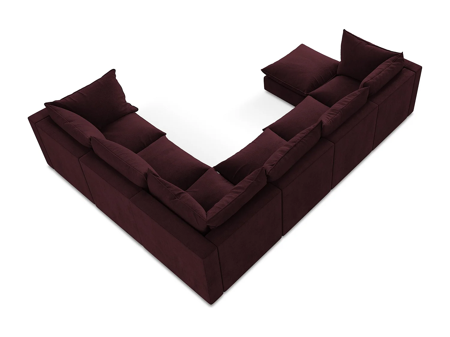 Canapé panoramique 5 places modulaire en tissu texturé - bordeaux - MANAO