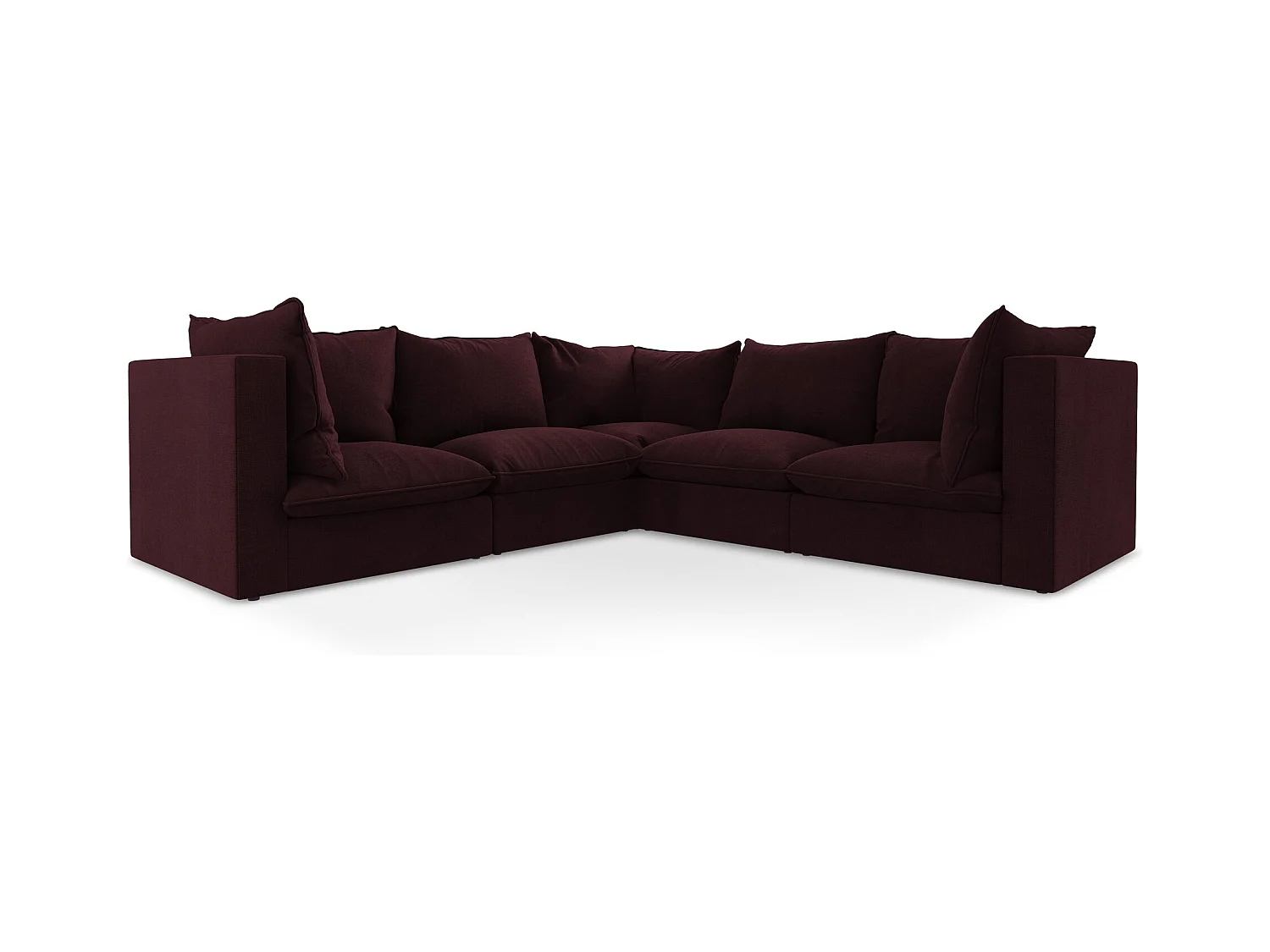 Modulares Ecksofa - - Strukturstoff - Rotwein - MANAO