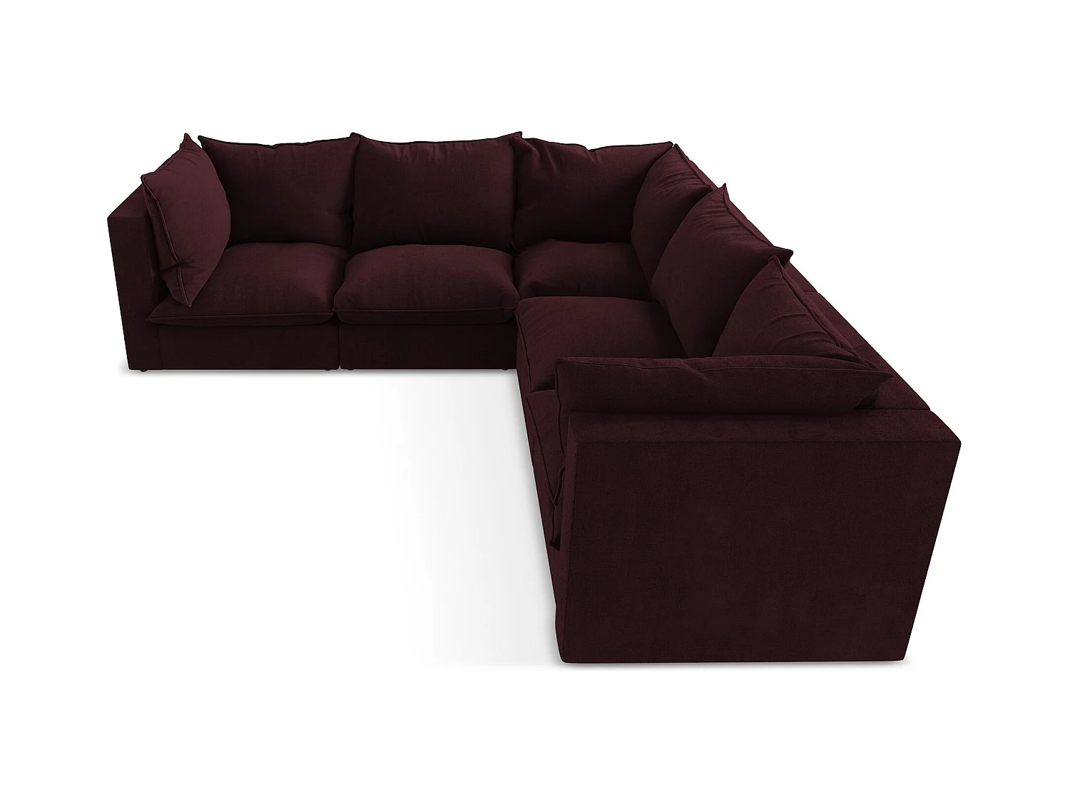 Canapé d'angle 4 places modulaire en tissu texturé - bordeaux - MANAO