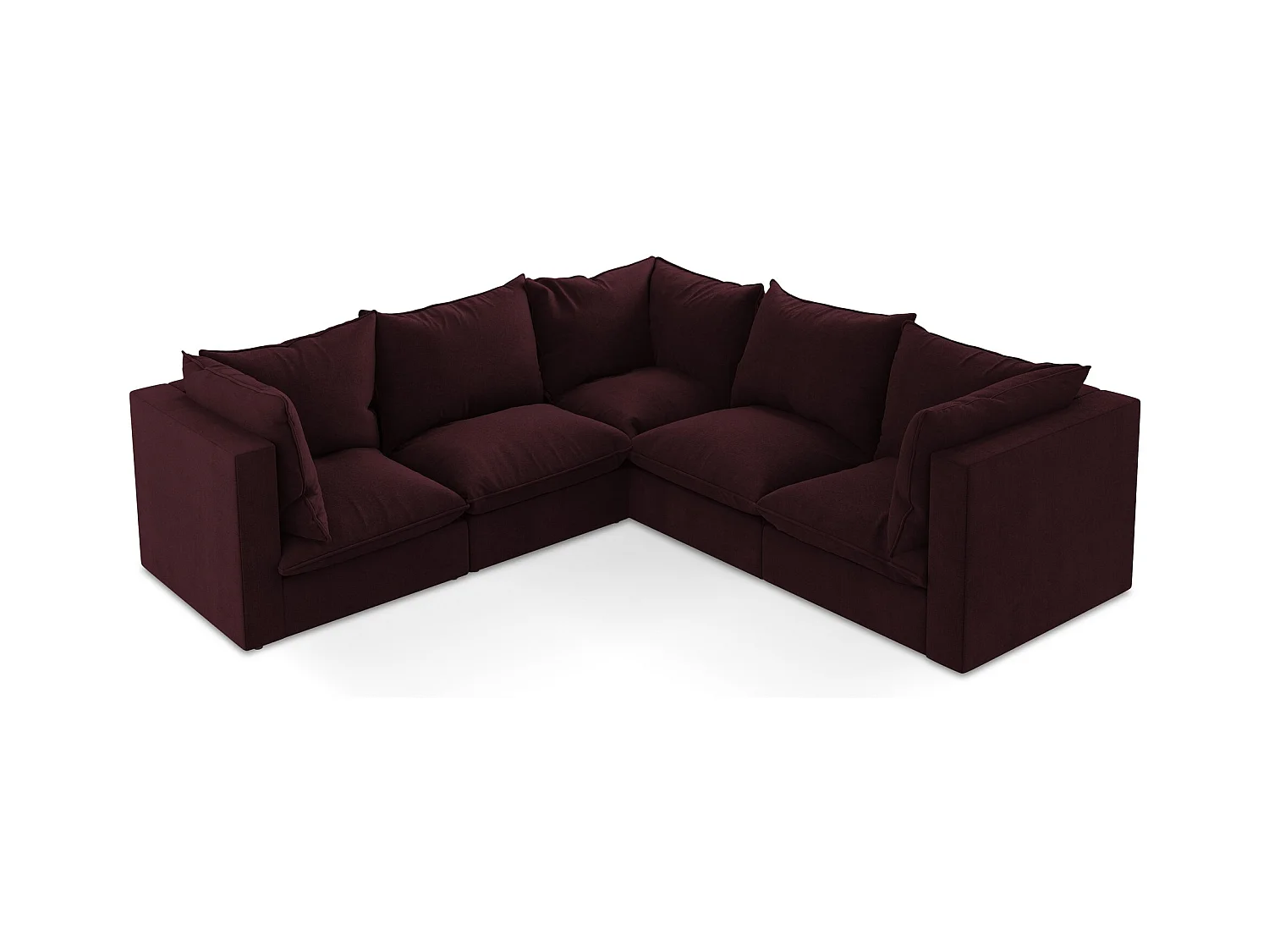 Canapé d'angle 4 places modulaire en tissu texturé - bordeaux - MANAO