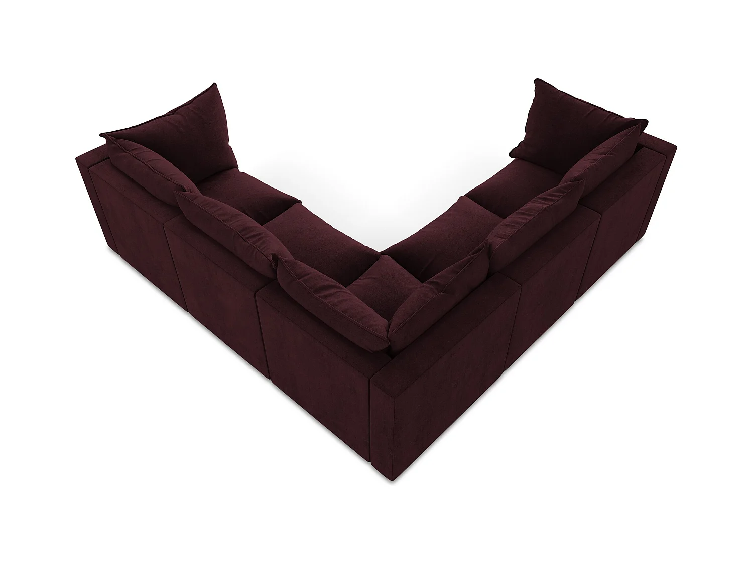 Canapé d'angle 4 places modulaire en tissu texturé - bordeaux - MANAO