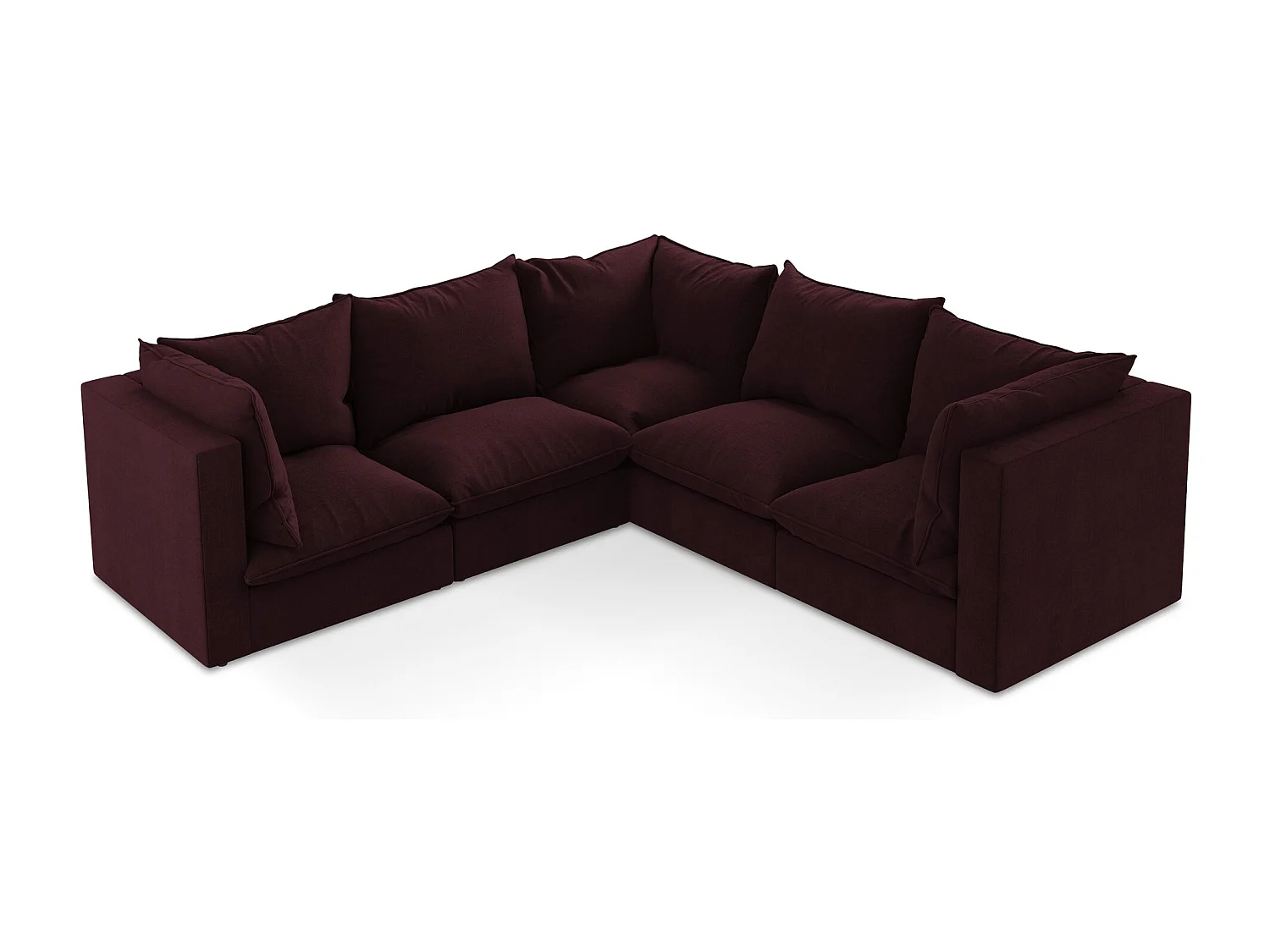 Modulares Ecksofa - - Strukturstoff - Rotwein - MANAO