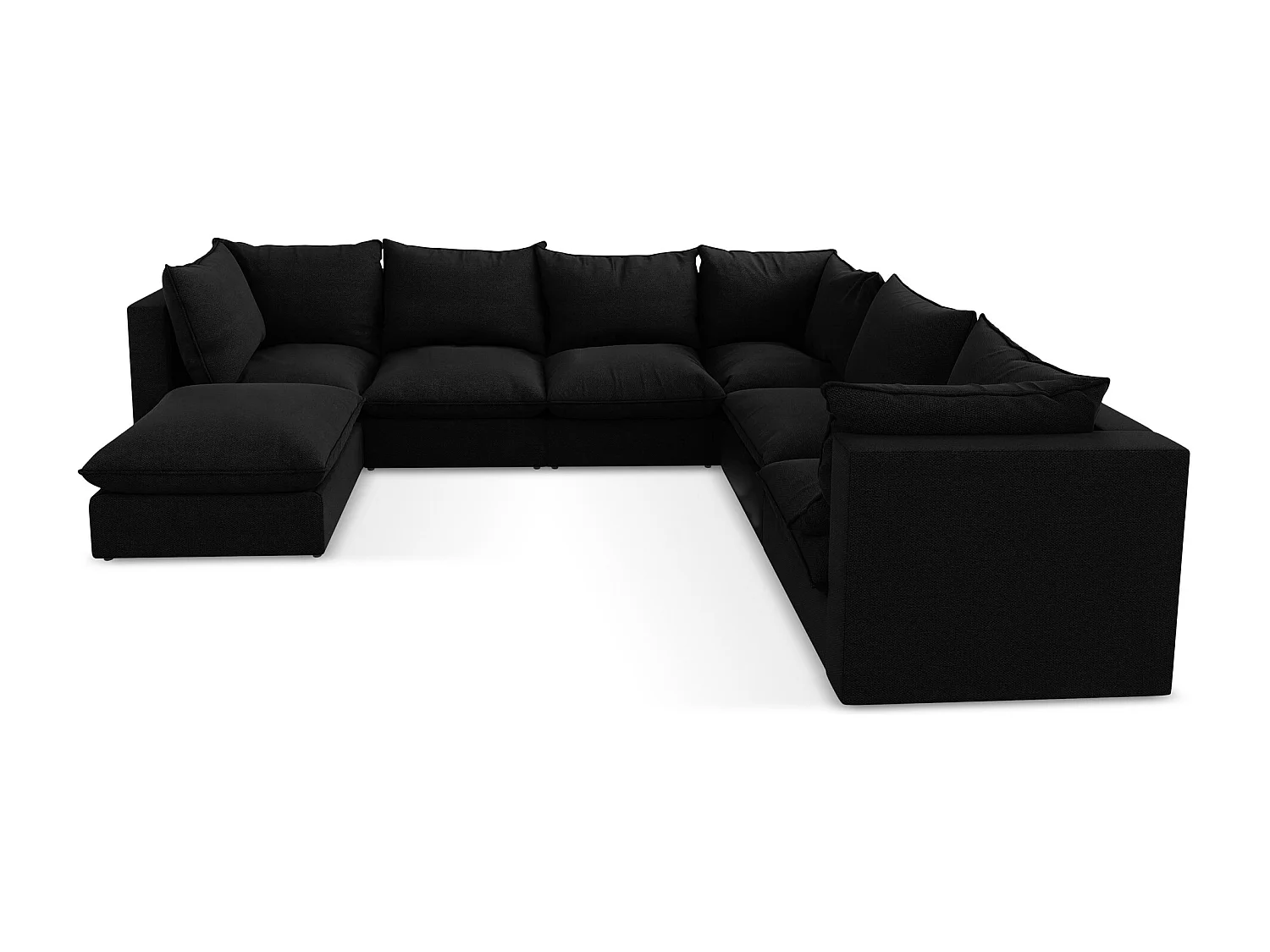 Modulaire panoramische bank van zwart bouclé - MANAO