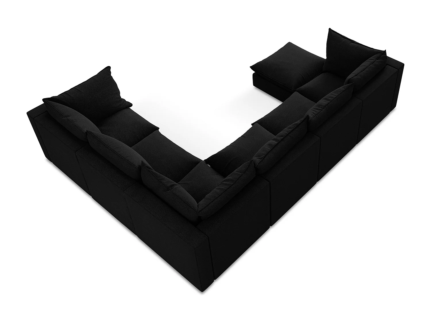 Modulaire panoramische bank van zwart bouclé - MANAO