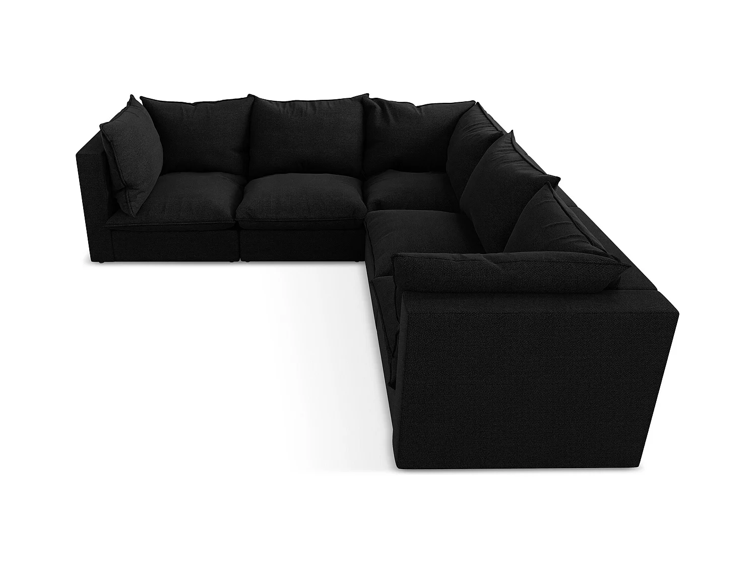 Canapé d'angle 4 places modulaire en tissu bouclette - noir - MANAO