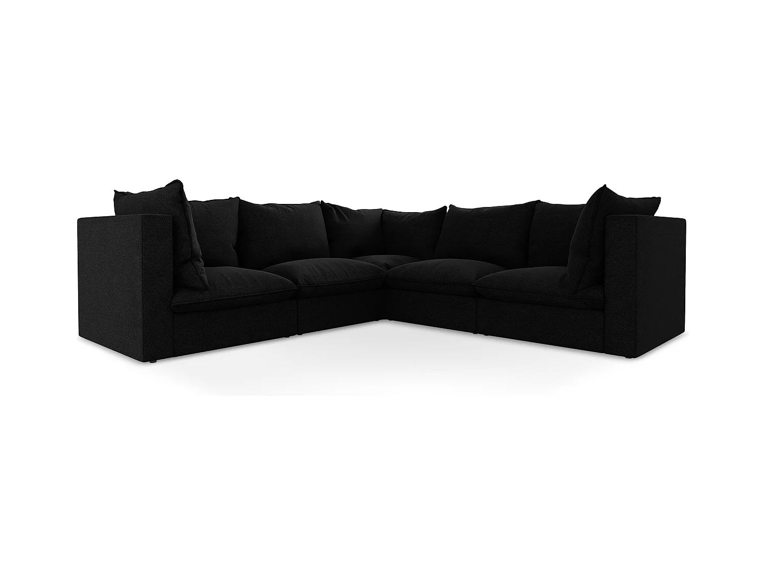 Modulares Ecksofa - - Bouclé - Schwarz - MANAO