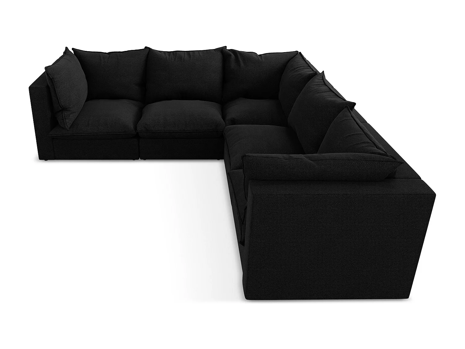 Modulares Ecksofa - - Bouclé - Schwarz - MANAO