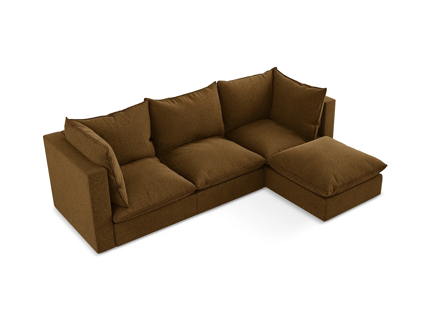 Modulaire hoekbank rechts van mosterd velours - MANAO