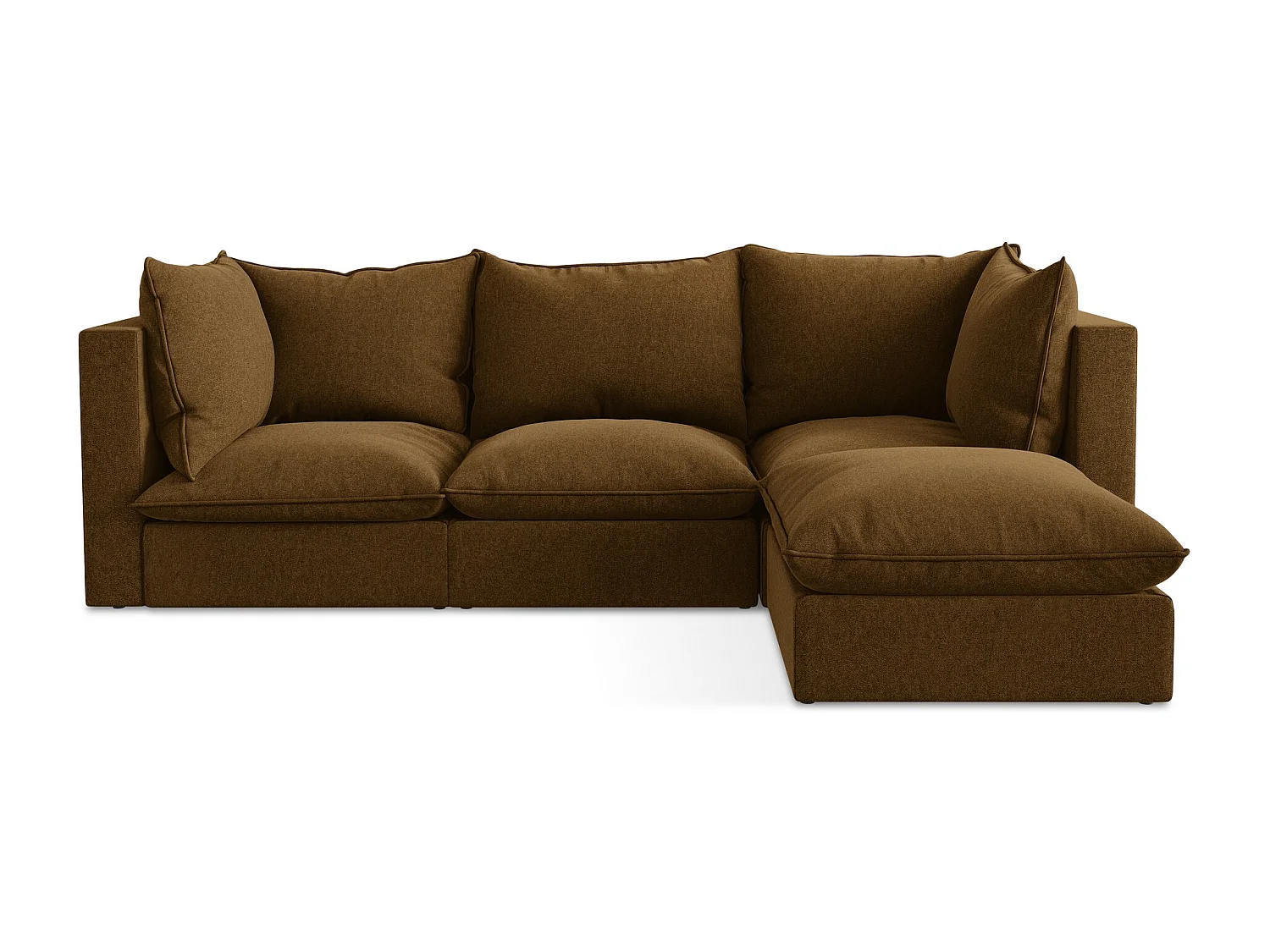 3-Sitzer Modulares Ecksofa - Ecke Rechts - Samt - Senf - MANAO