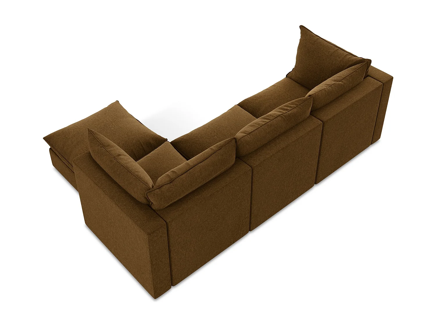 3-Sitzer Modulares Ecksofa - Ecke Rechts - Samt - Senf - MANAO