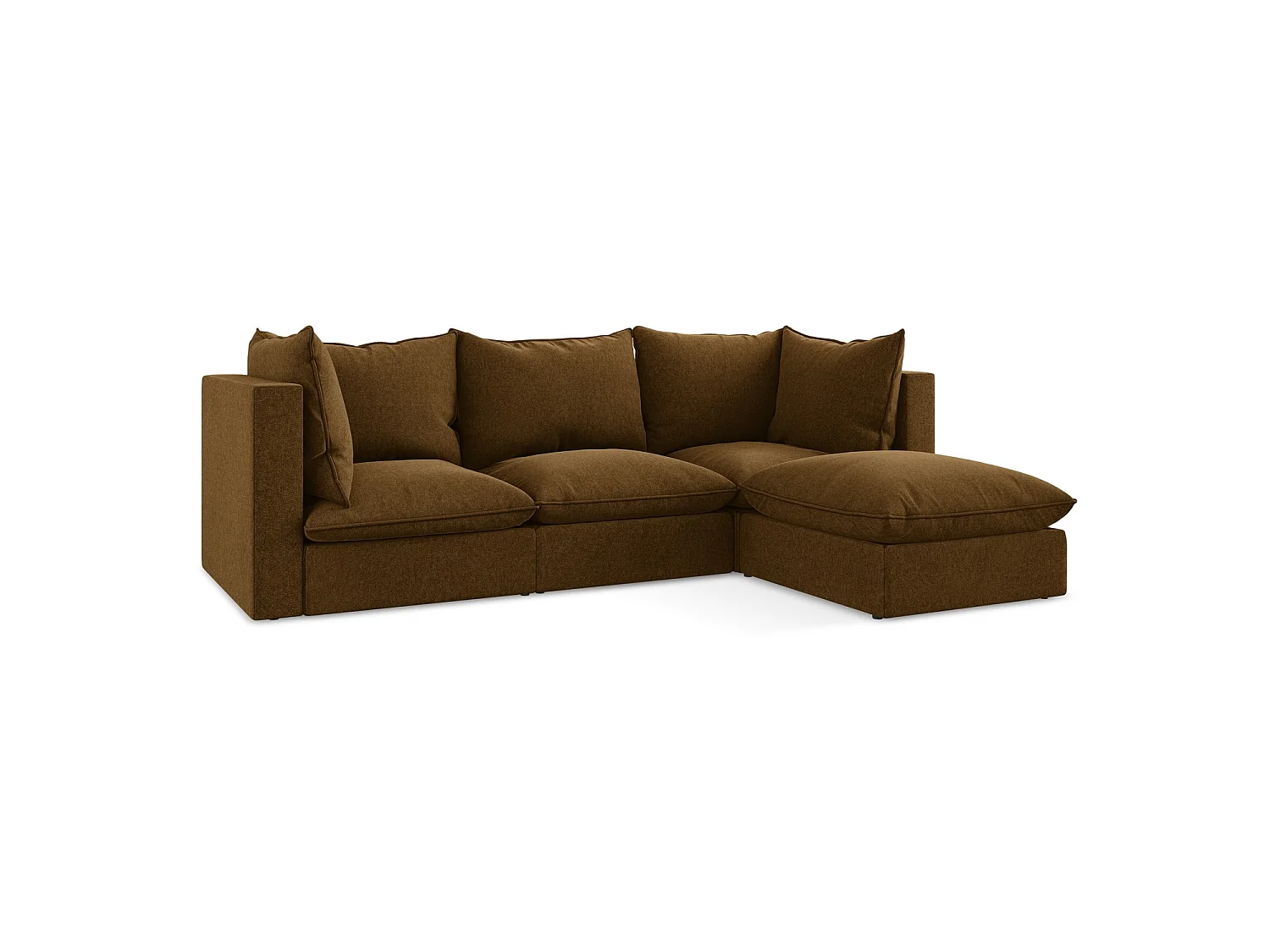 3-Sitzer Modulares Ecksofa - Ecke Rechts - Samt - Senf - RAVENNA