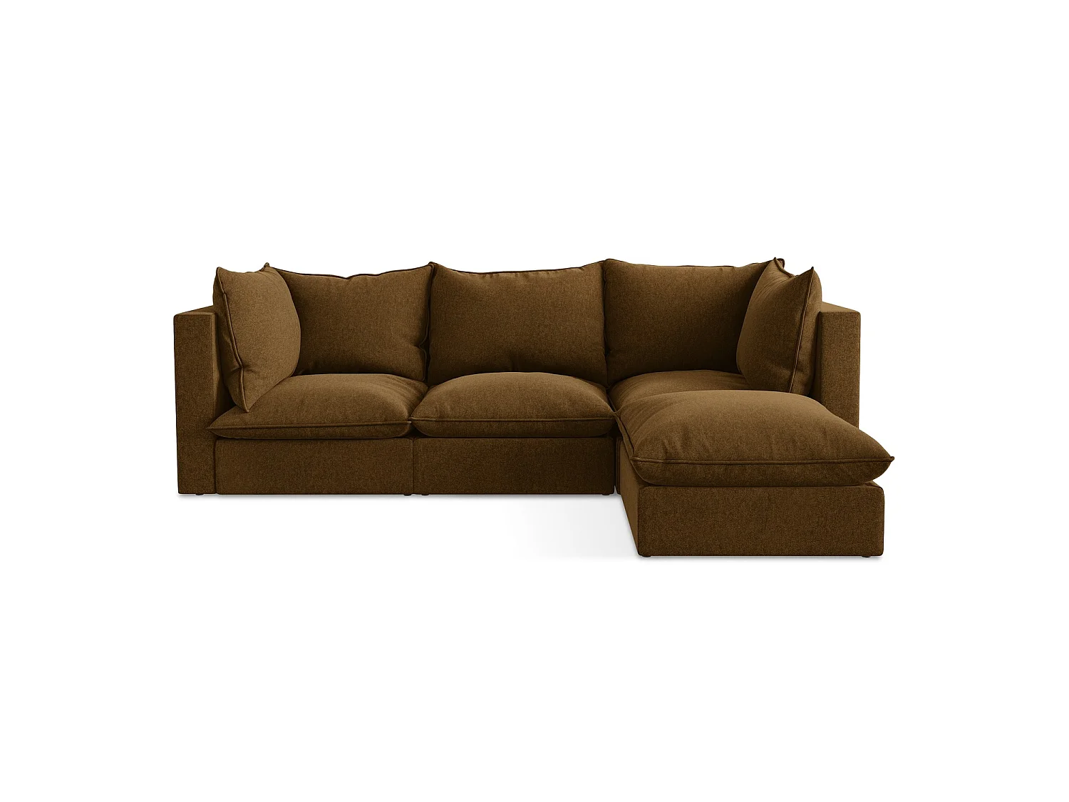 3-Sitzer Modulares Ecksofa - Ecke Rechts - Samt - Senf - RAVENNA