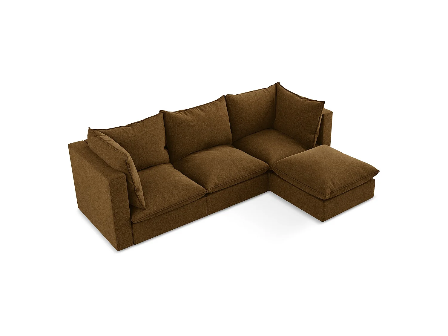 3-Sitzer Modulares Ecksofa - Ecke Rechts - Samt - Senf - RAVENNA