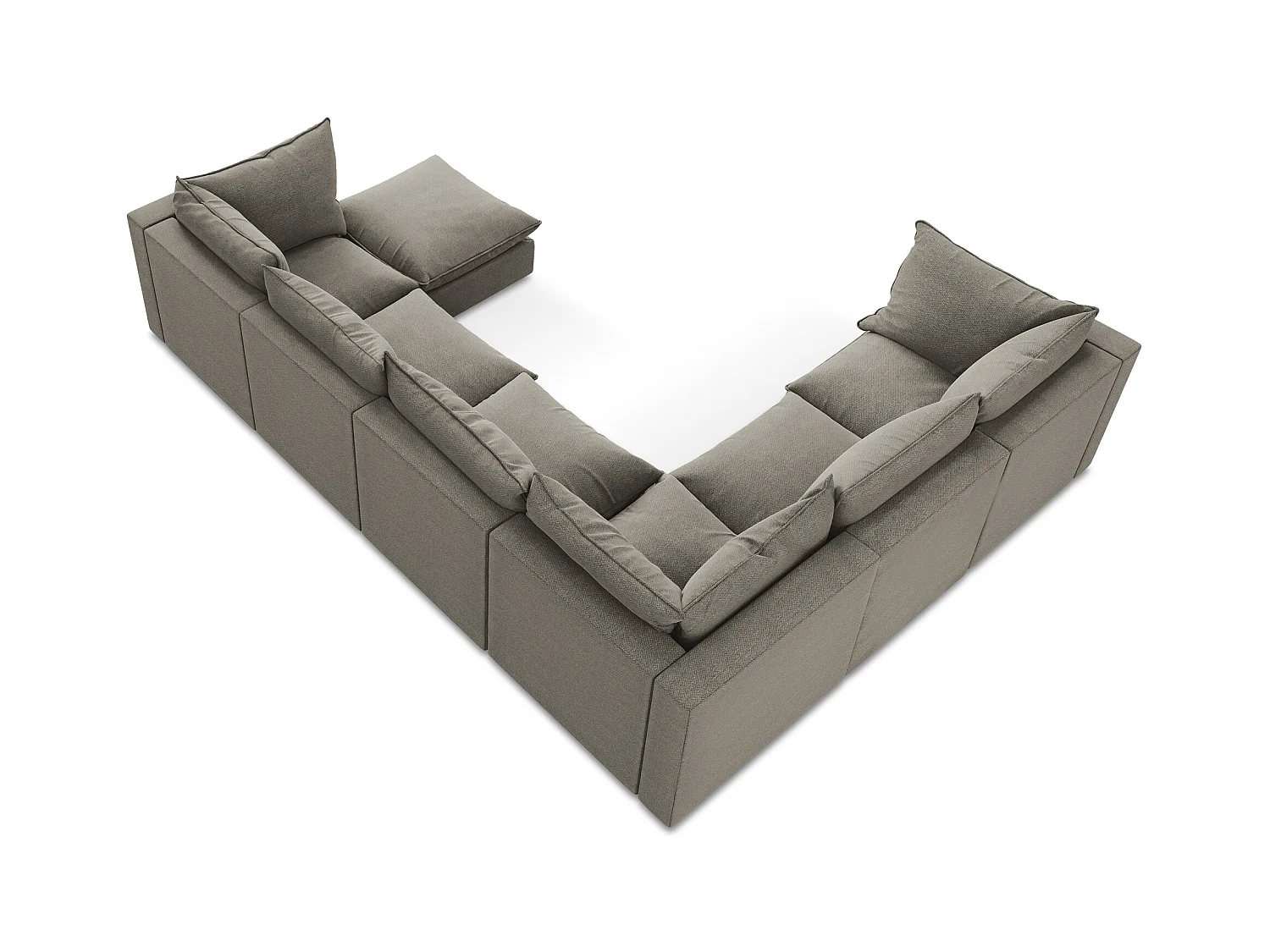 Canapé panoramique 5 places modulaire en tissu bouclette - gris - MANAO