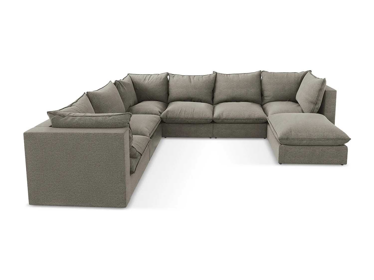 Sofa modułowa panoramiczna - z tkaniny bouclé - szary - MANAO