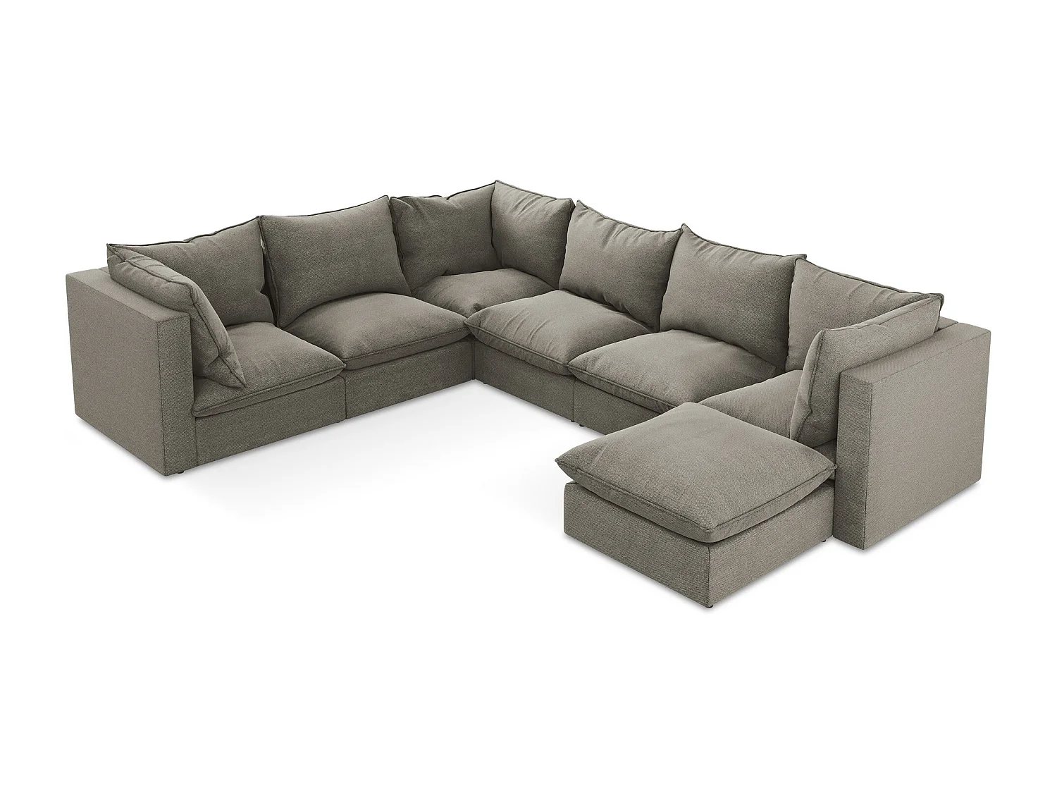 Sofa modułowa panoramiczna - z tkaniny bouclé - szary - MANAO