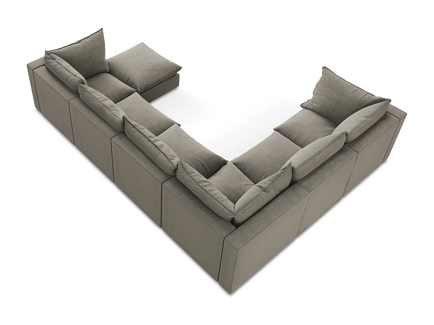 Sofa modułowa panoramiczna - z tkaniny bouclé - szary - MANAO