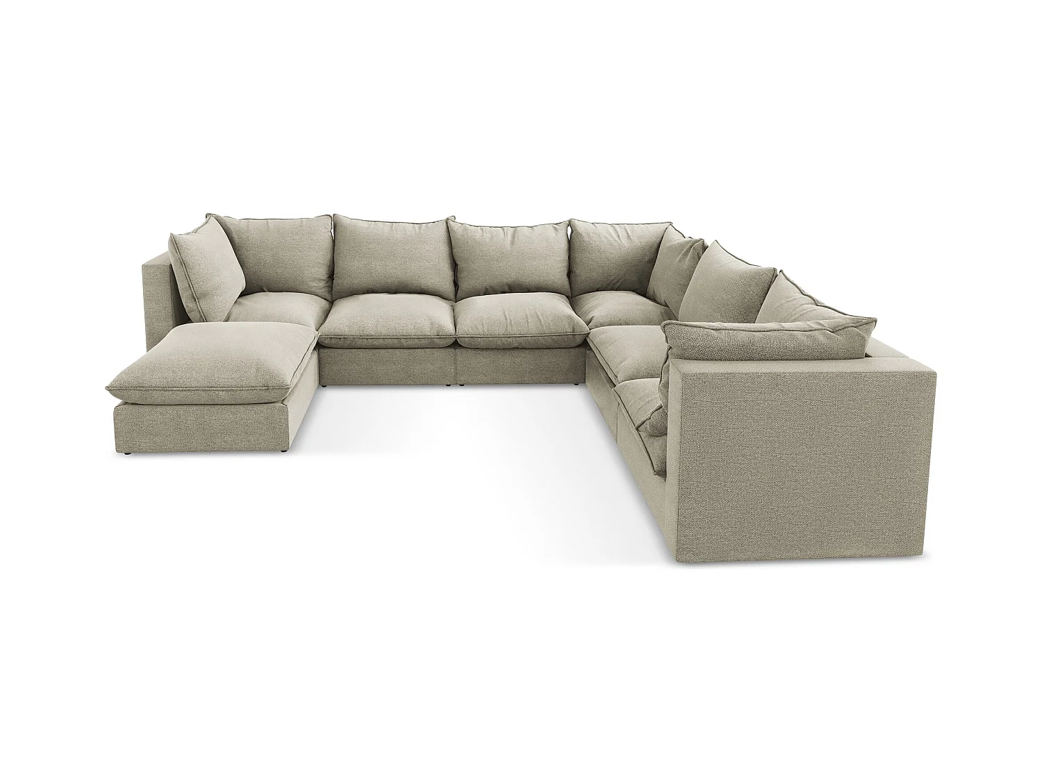 Canapé panoramique 5 places modulaire en tissu bouclette - taupe - MANAO