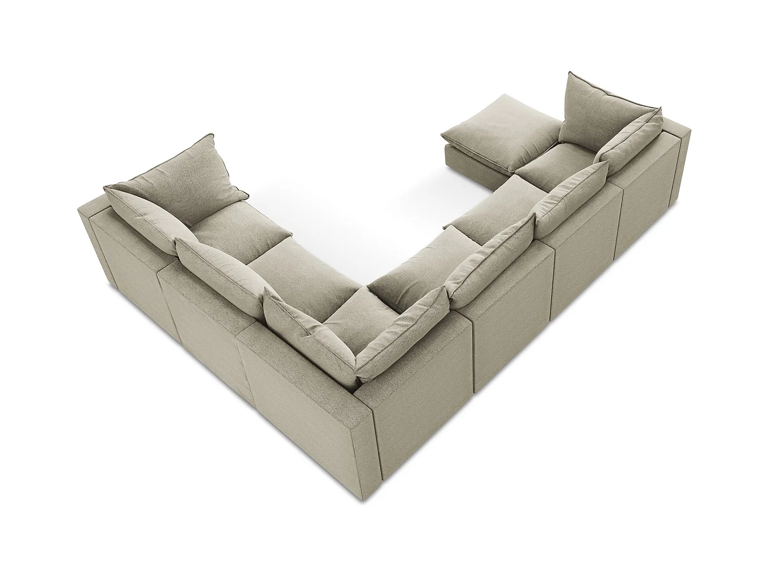 Canapé panoramique 5 places modulaire en tissu bouclette - taupe - MANAO