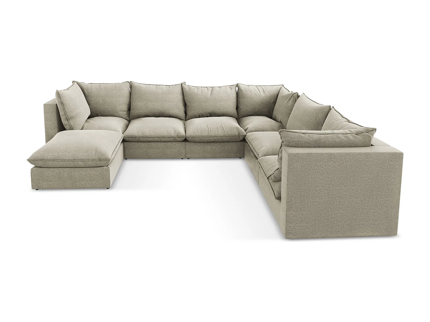 Modulaire panoramische bank van taupe bouclé - MANAO