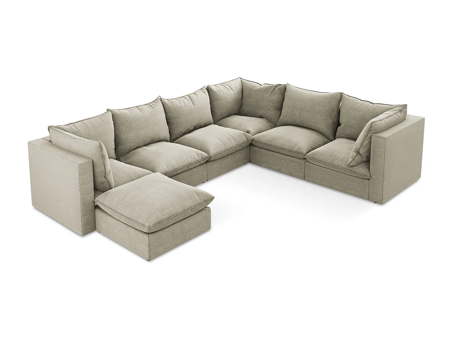 Modulaire panoramische bank van taupe bouclé - MANAO
