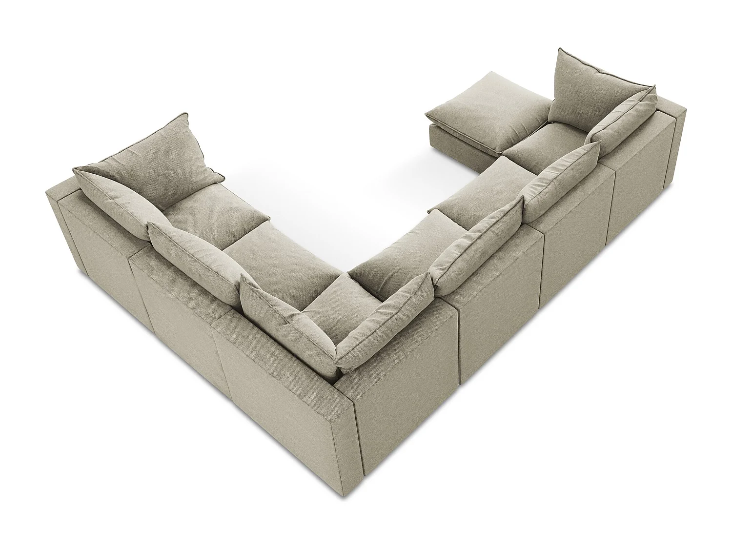 Modulaire panoramische bank van taupe bouclé - MANAO