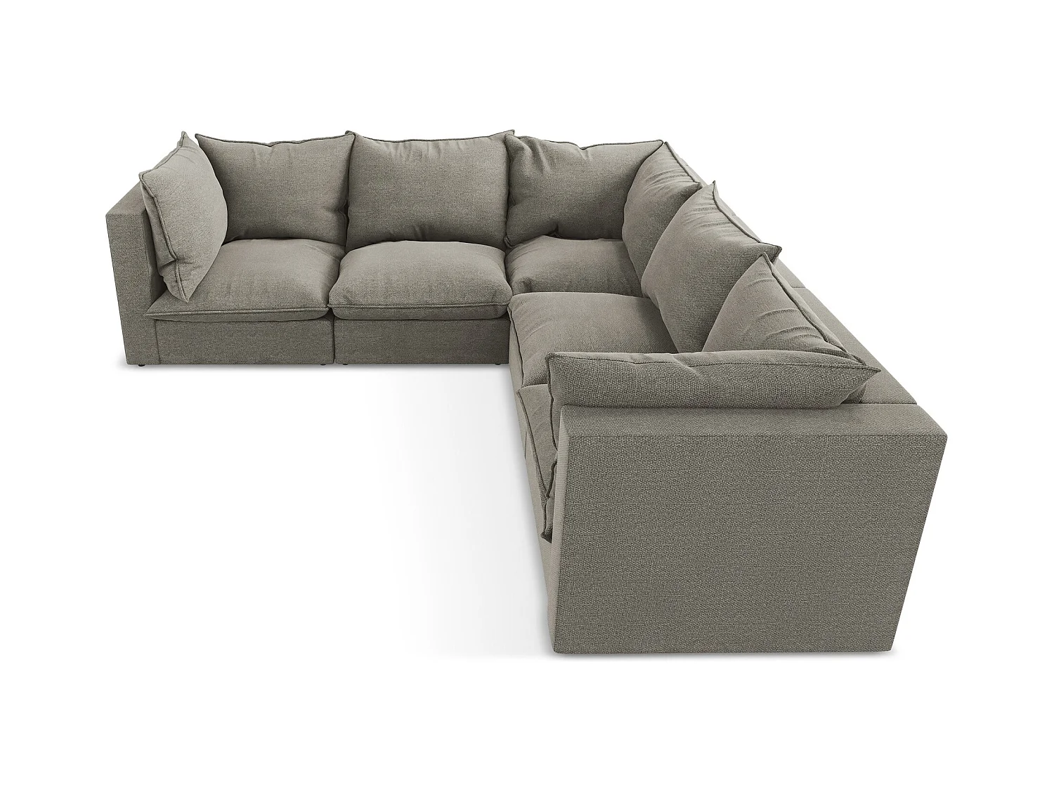 Canapé d'angle 4 places modulaire en tissu bouclette - gris - MANAO