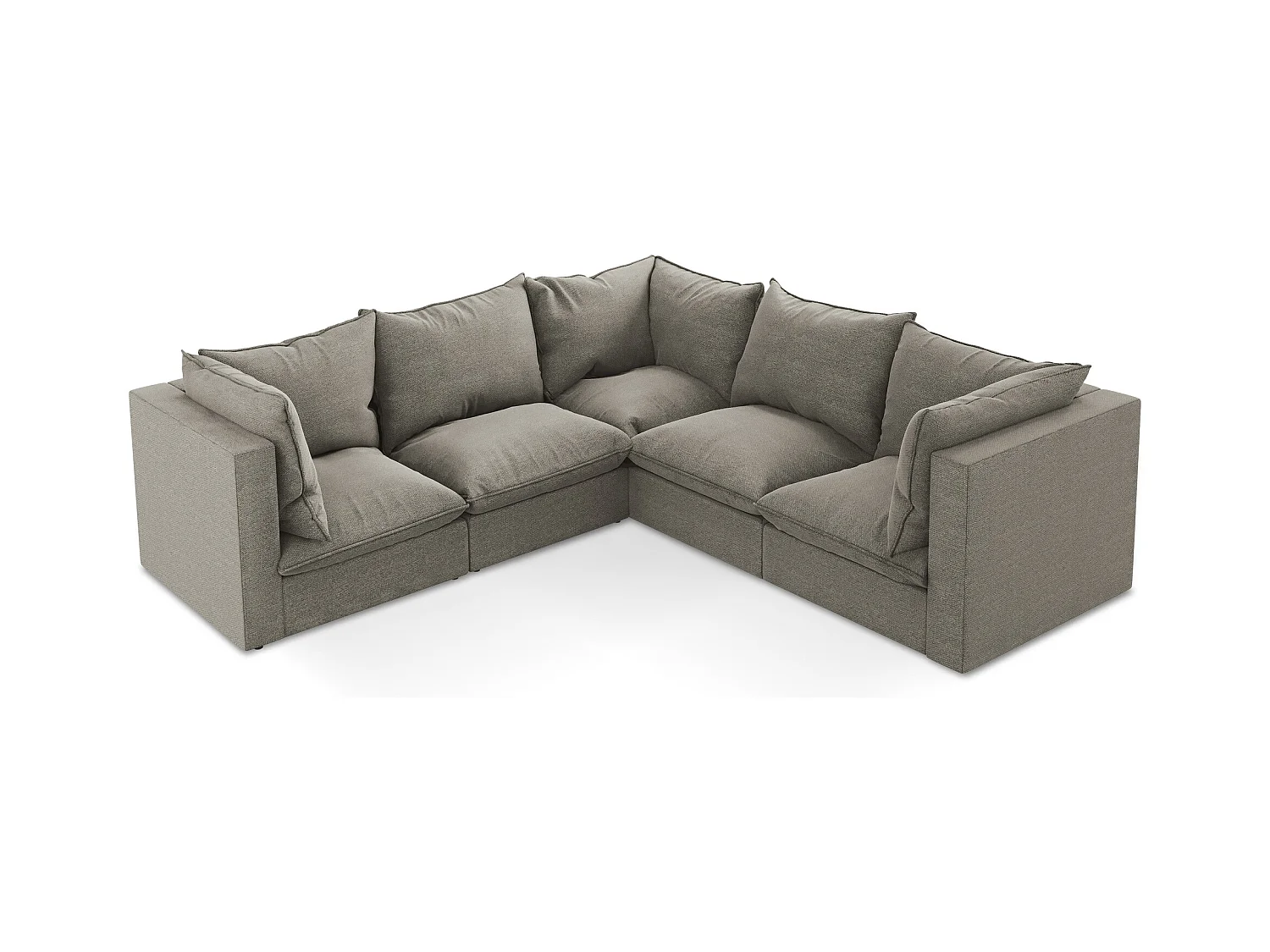 Canapé d'angle 4 places modulaire en tissu bouclette - gris - MANAO