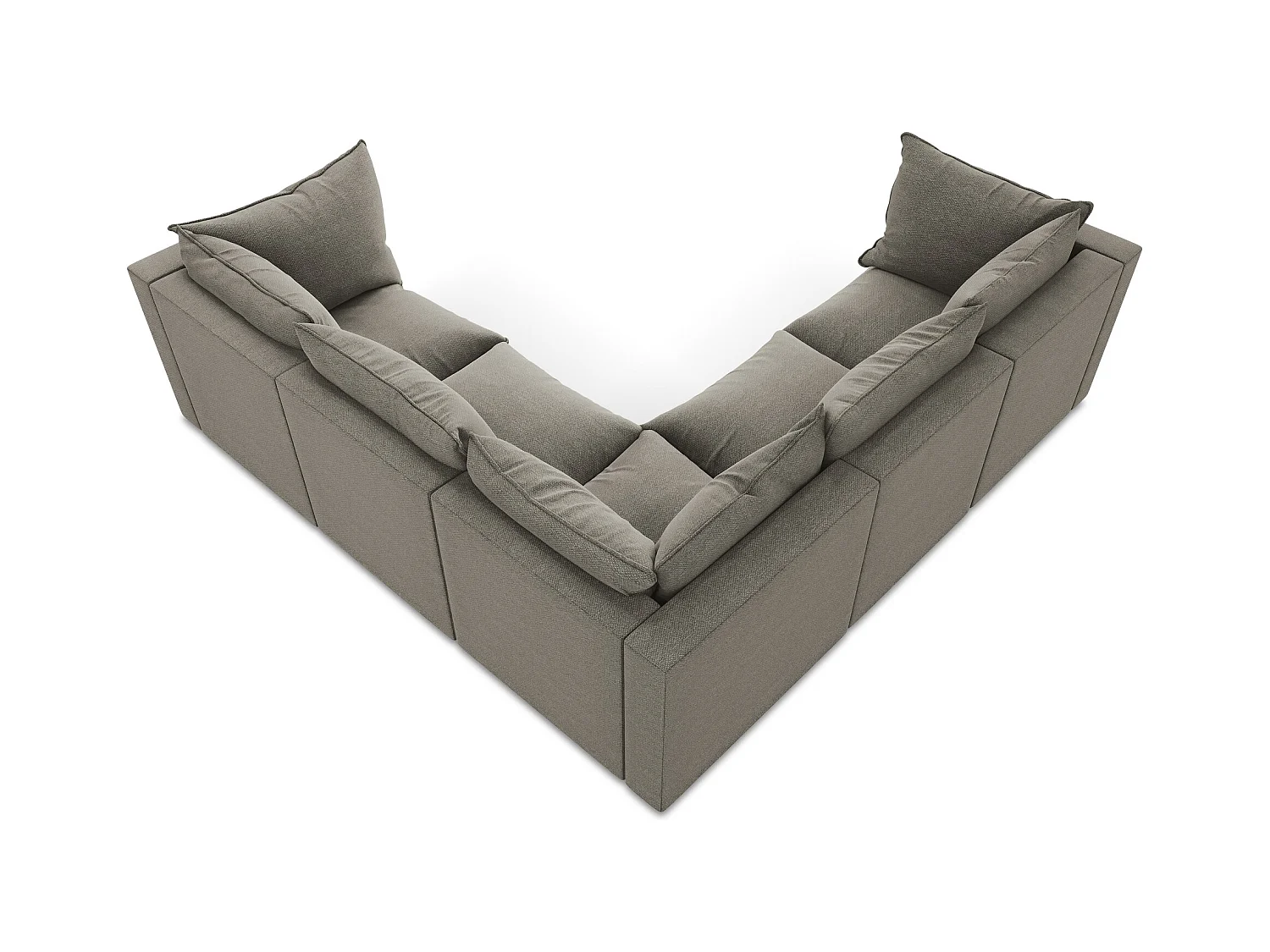 Canapé d'angle 4 places modulaire en tissu bouclette - gris - MANAO