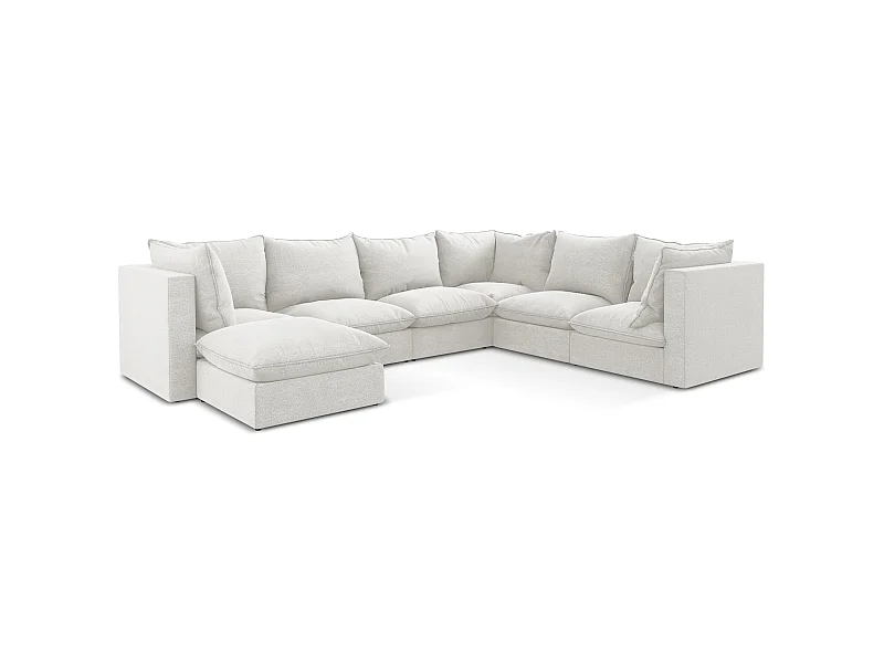 Sofa modułowa panoramiczna - z tkaniny bouclé - biały - MANAO