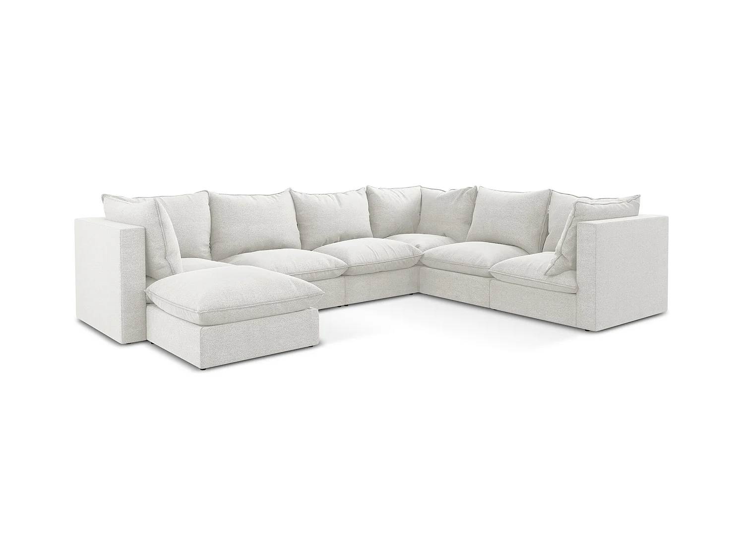 Modulares Wohnlandschaft - / - Bouclé - Weiß - MANAO